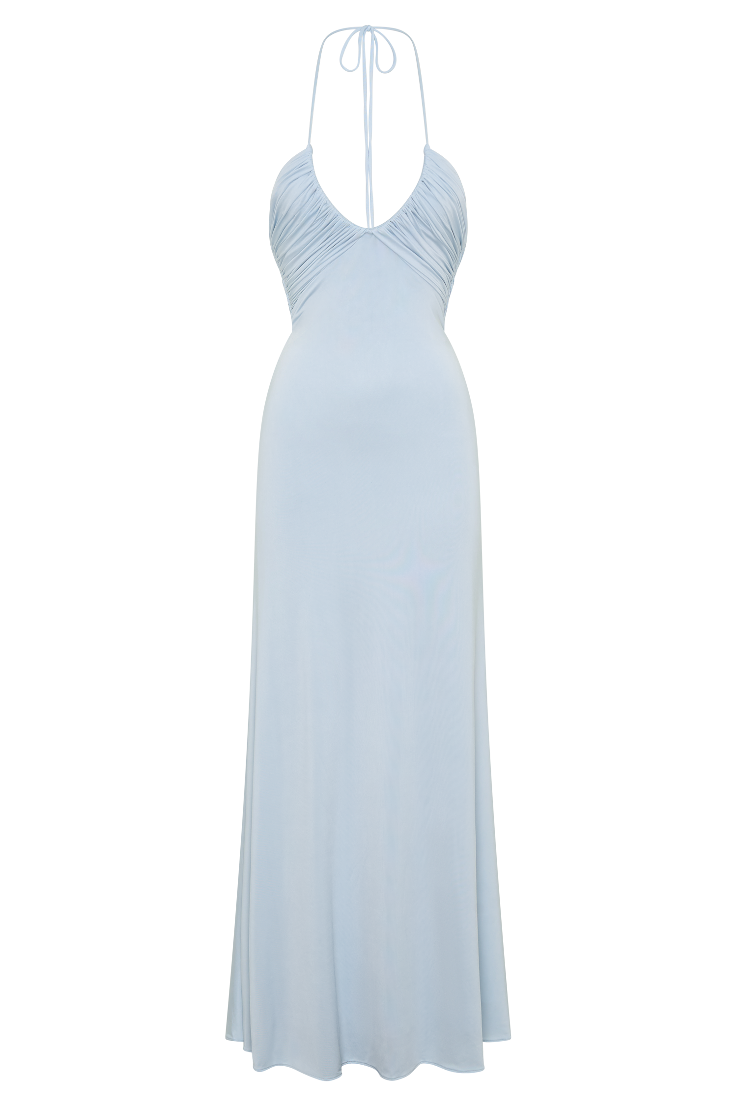 Maely Gathered Slinky Maxi Dress - Pale Blue | MESHKI US Maely Gathered Slinky Maxi Dress - Pale Blue | MESHKI US