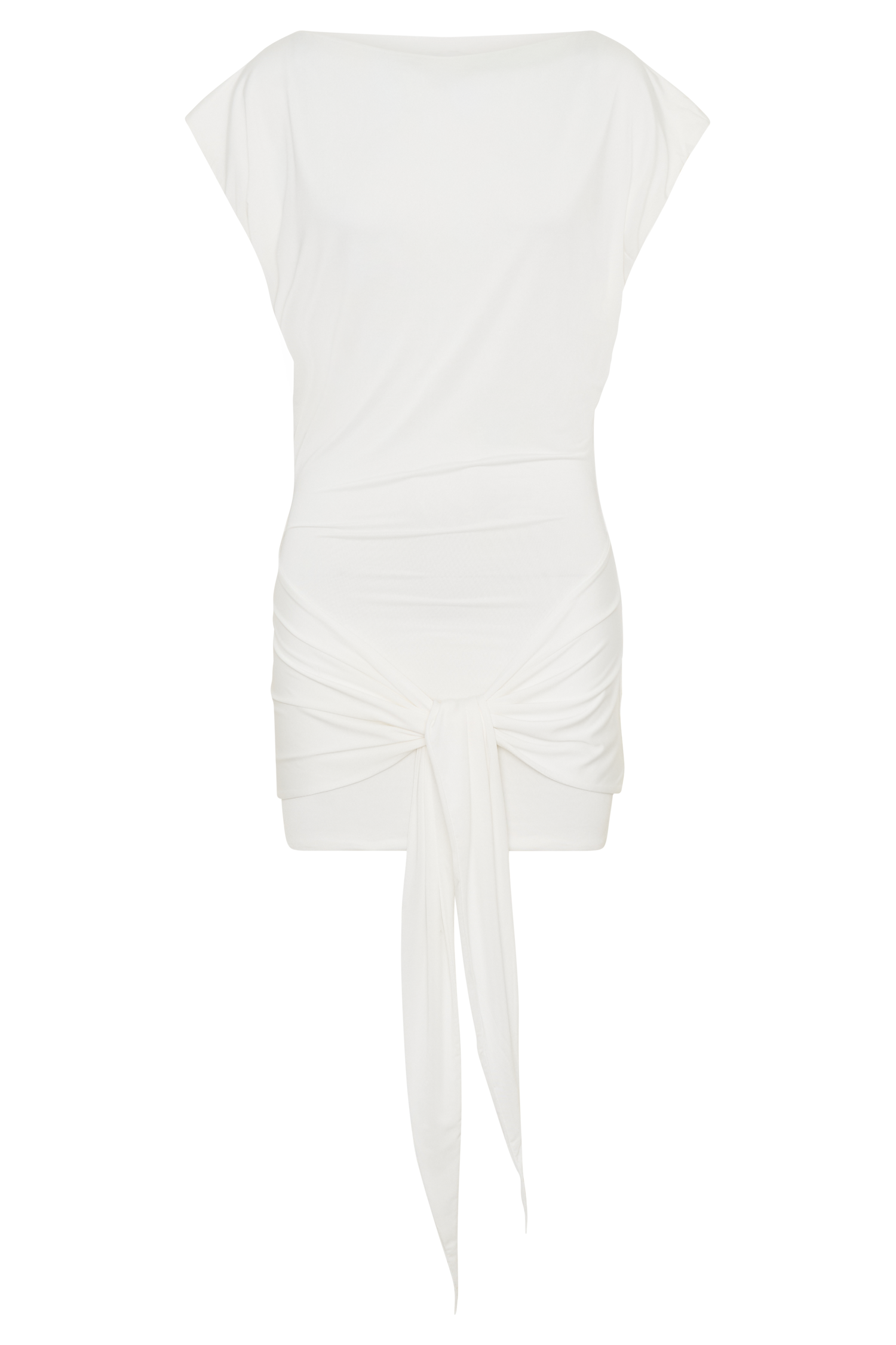 Maiara Shortsleeve Slinky Tie Mini Dress - White | MESHKI US