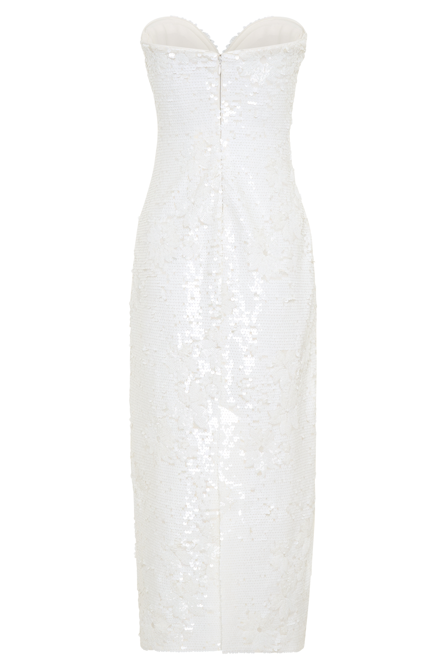 Maisie Strapless Sequin Midi Dress - White | MESHKI US Maisie Strapless Sequin Midi Dress - White | MESHKI US