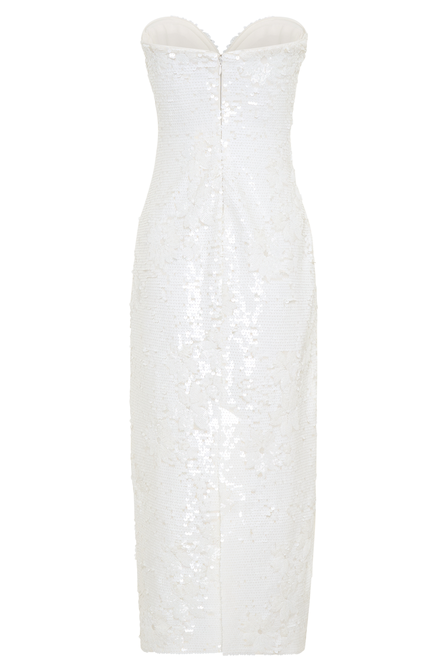 Maisie Strapless Sequin Midi Dress - White