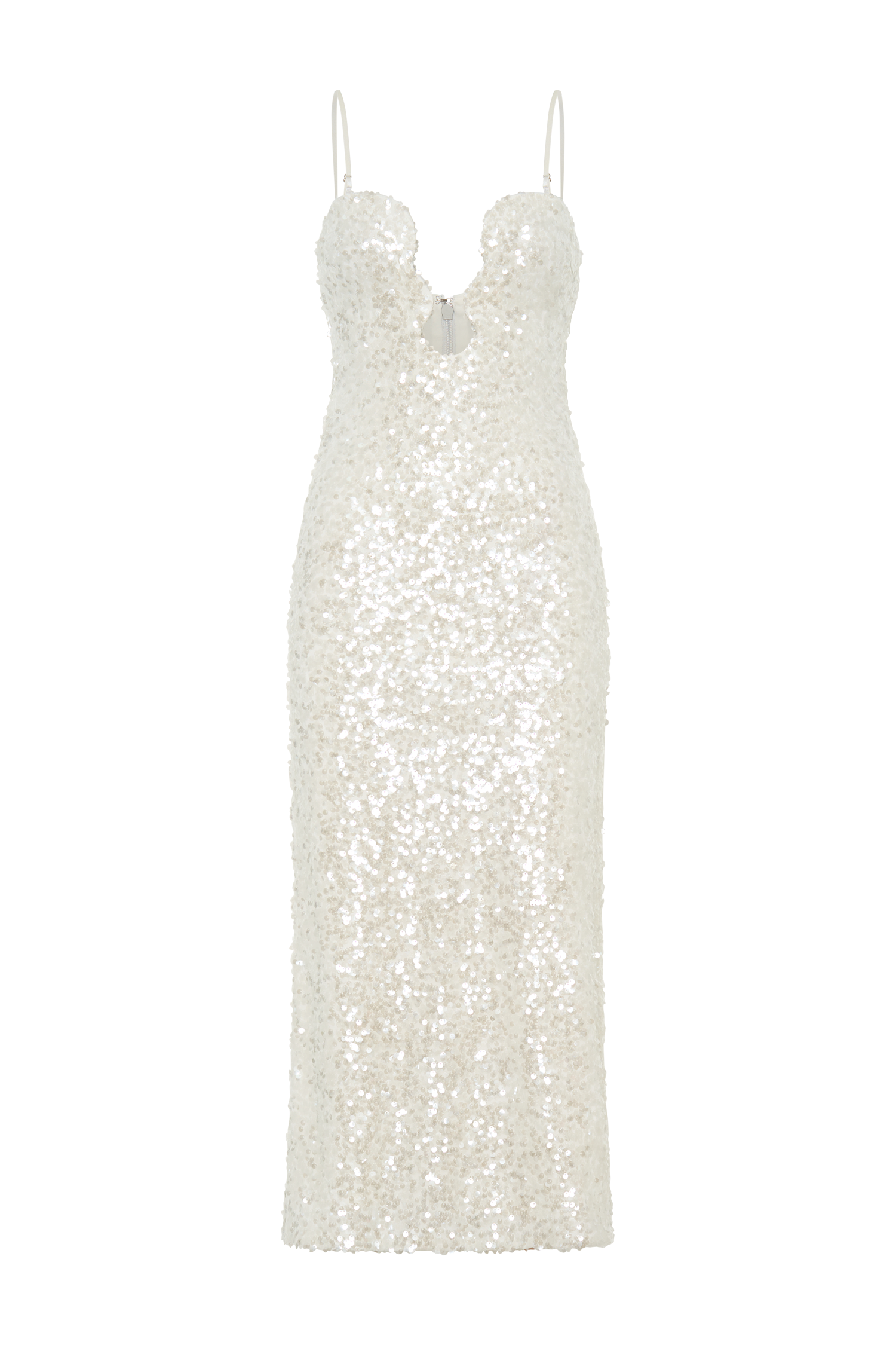 Makari Sequin Maxi Dress / White | MESHKI