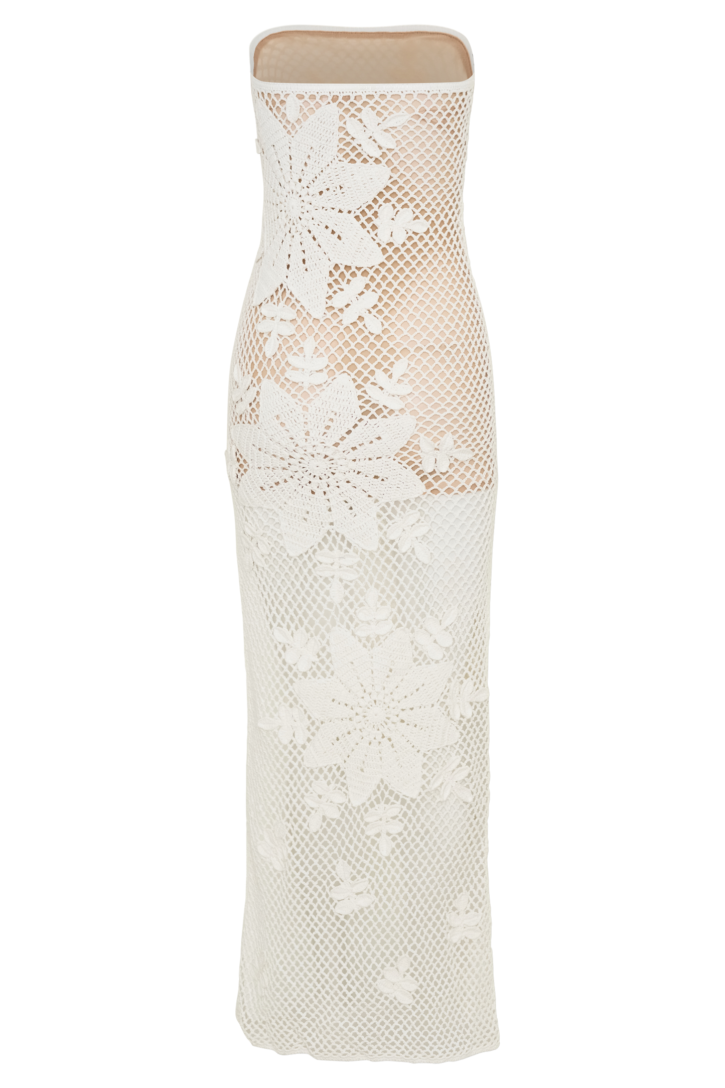 Mandie Hand Crochet Asymmetrical Maxi Dress - White