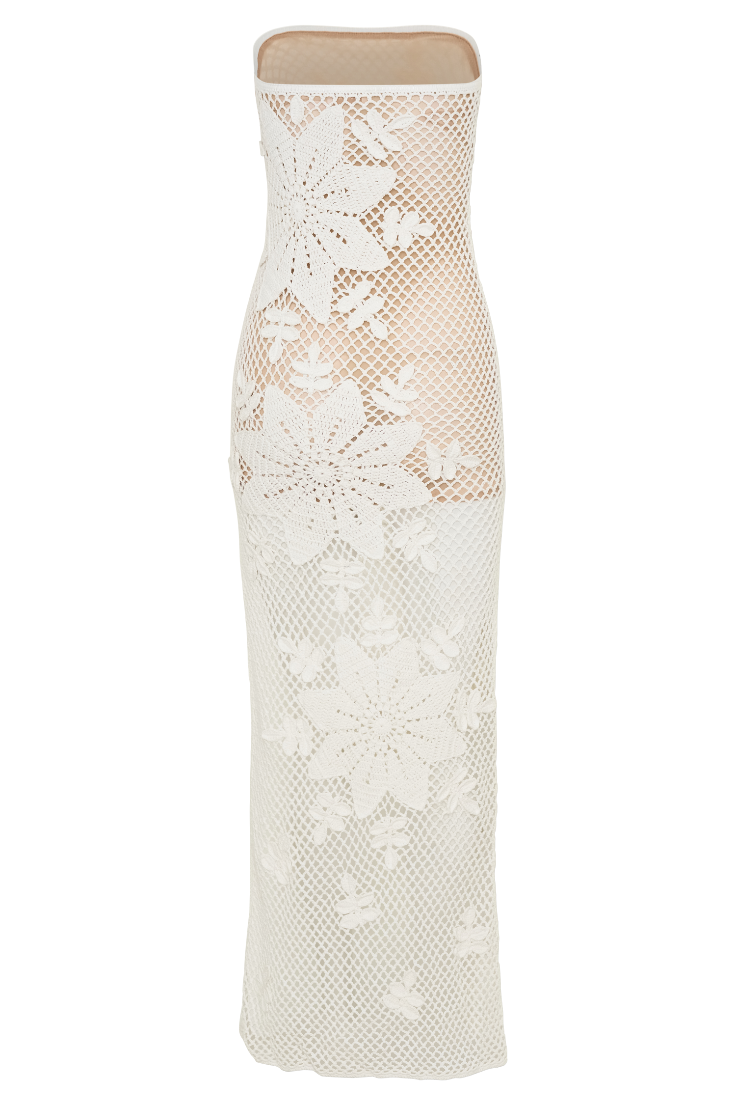 Mandie Hand Crochet Asymmetrical Maxi Dress - White #7