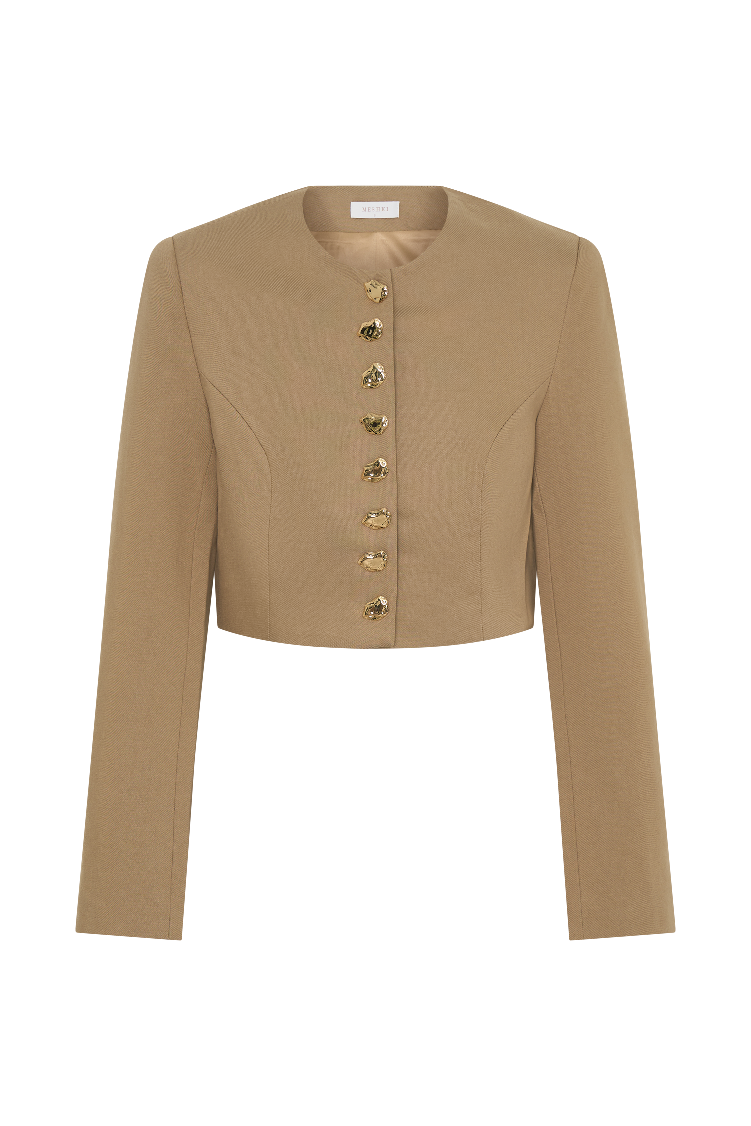 Marielle Button Up Cropped Jacket - Taupe #8
