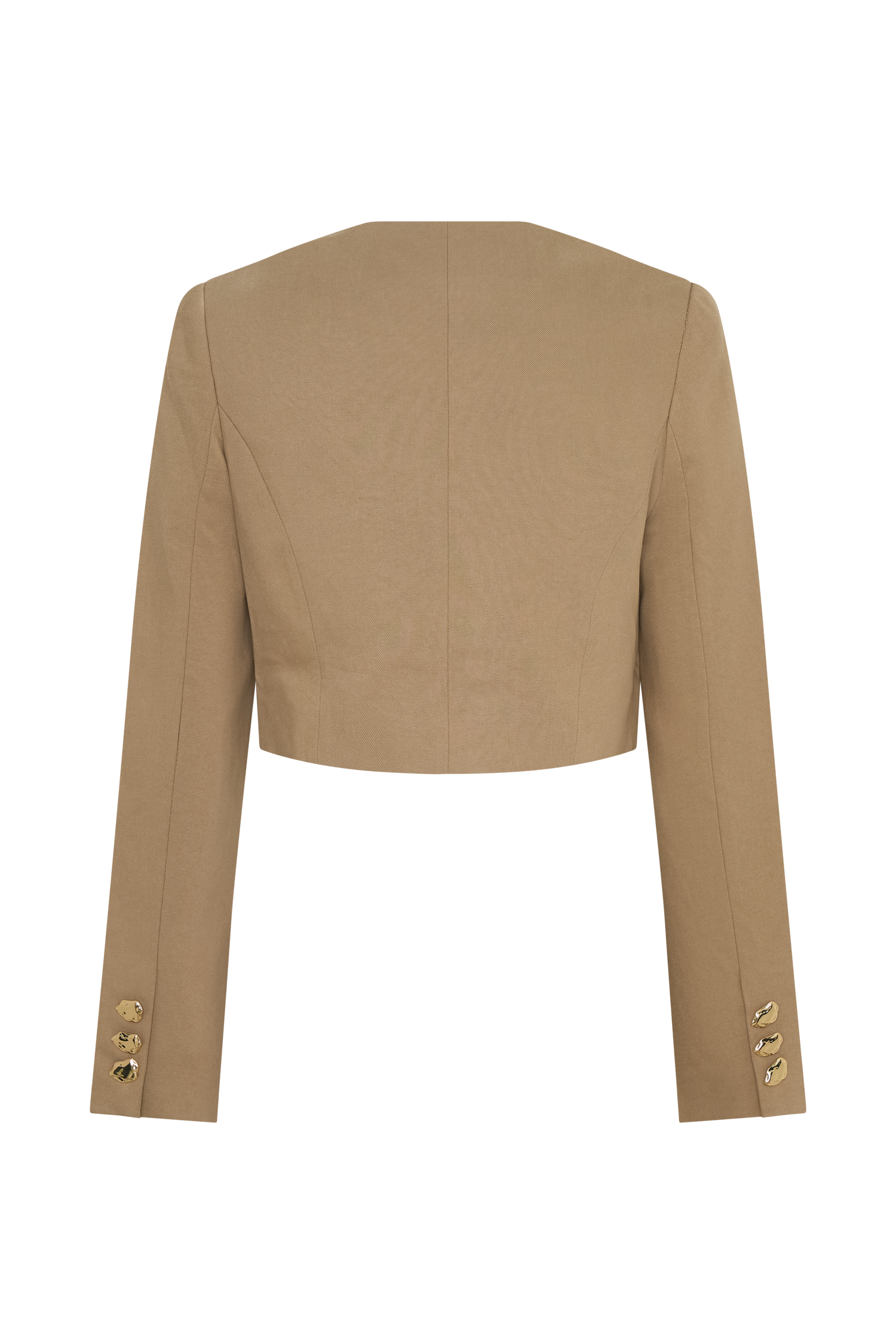 Marielle Button Up Cropped Jacket - Taupe #7