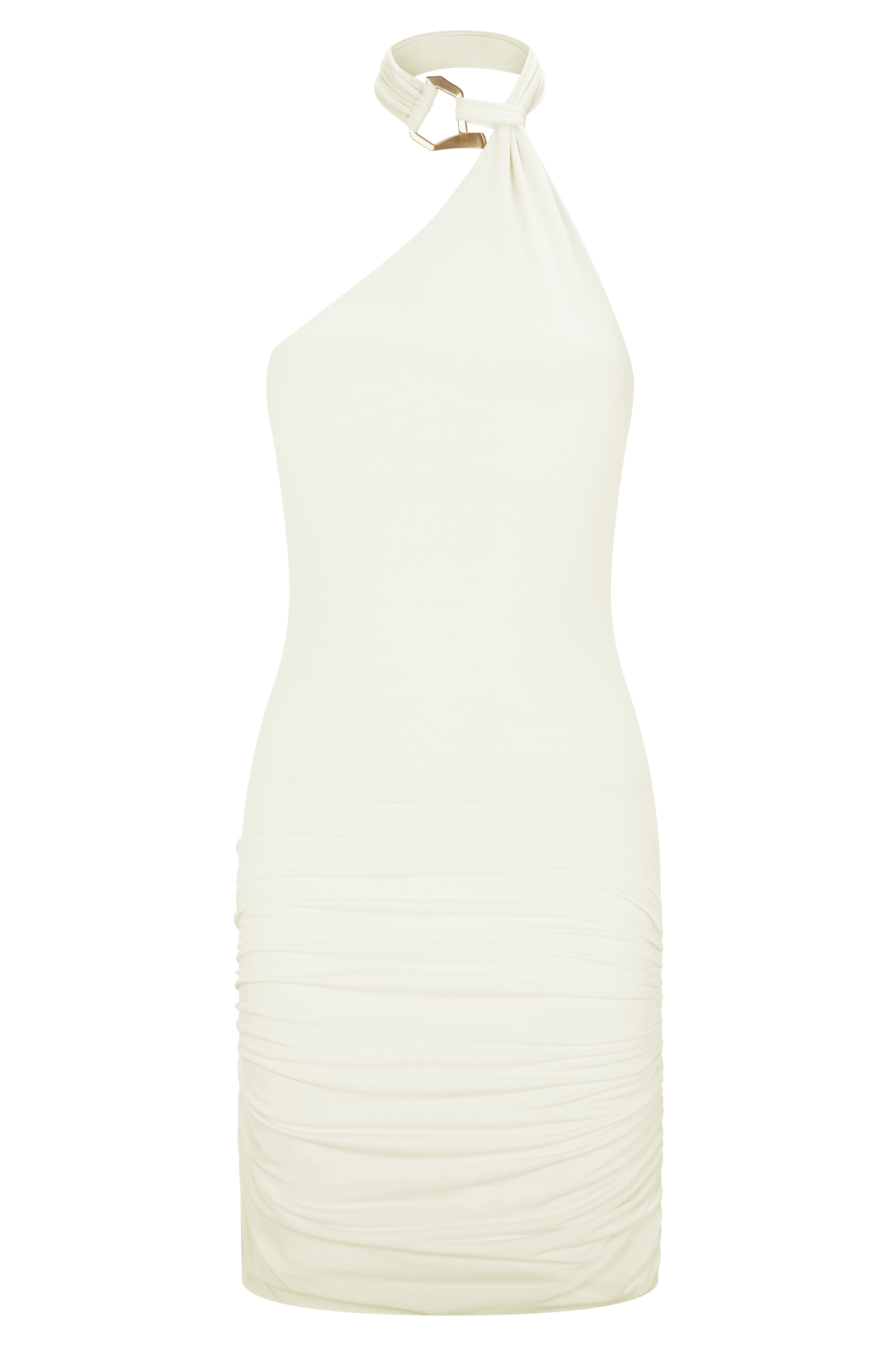Mariposa Slinky Halter Mini Dress - Ivory | MESHKI US Mariposa Slinky Halter Mini Dress - Ivory | MESHKI US
