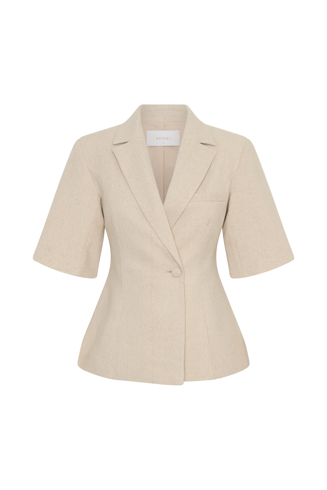 Martine Pleated Linen Short - Natural & MESHKI US