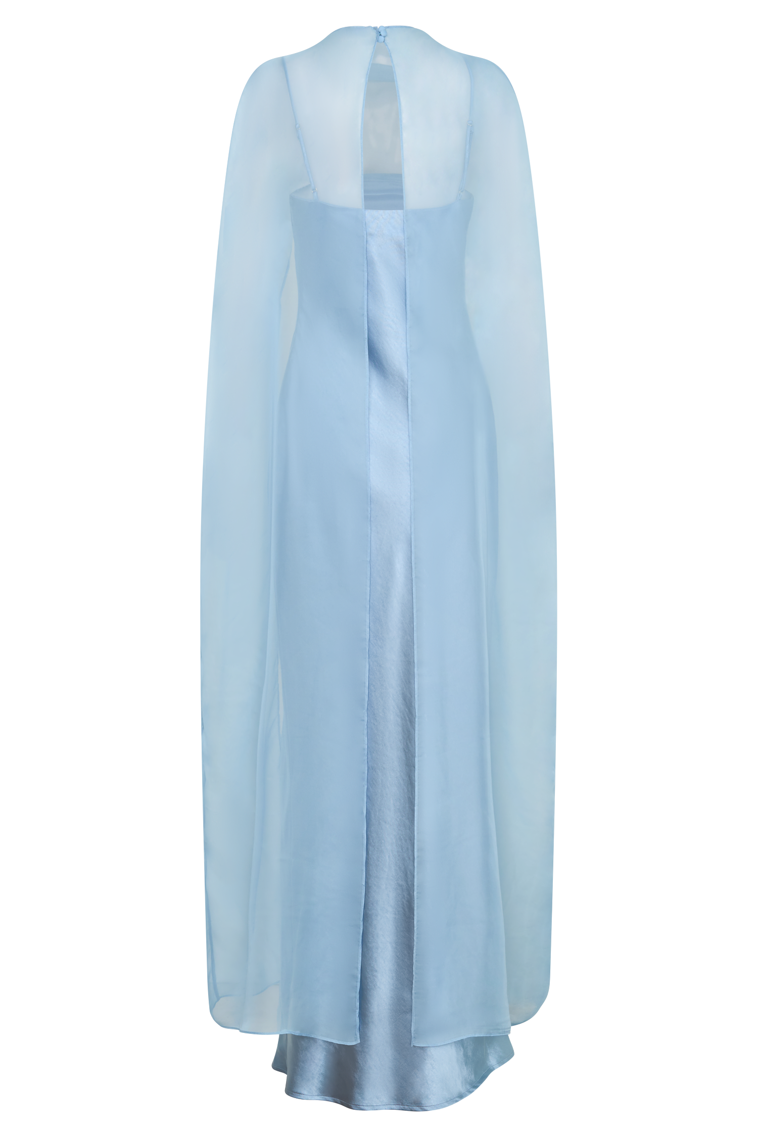Martinne Chiffon Cape Maxi Dress - Arctic Blue #8