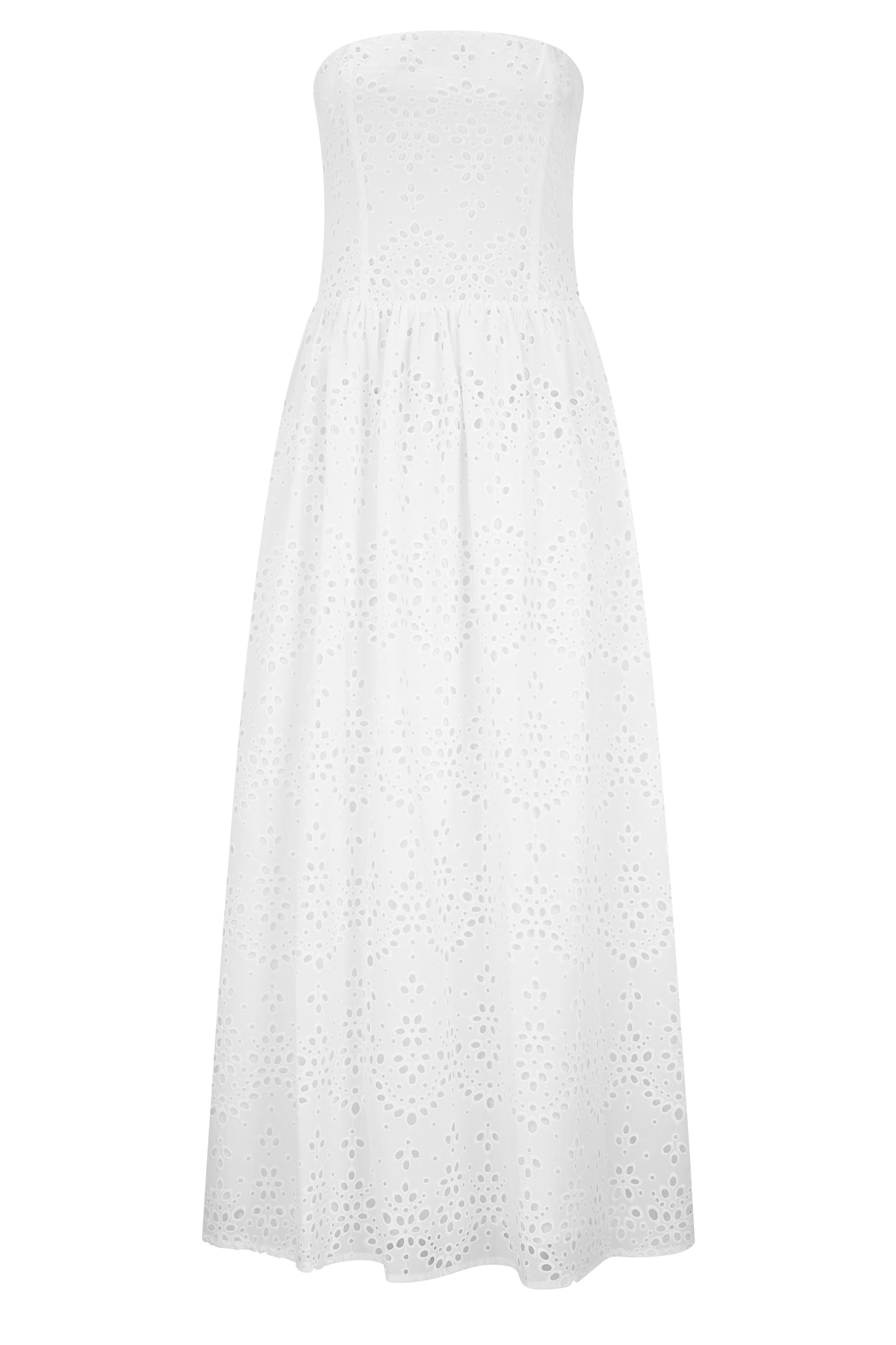 strapless cotton maxi dress Maureen Broderie Strapless Maxi Dress - White