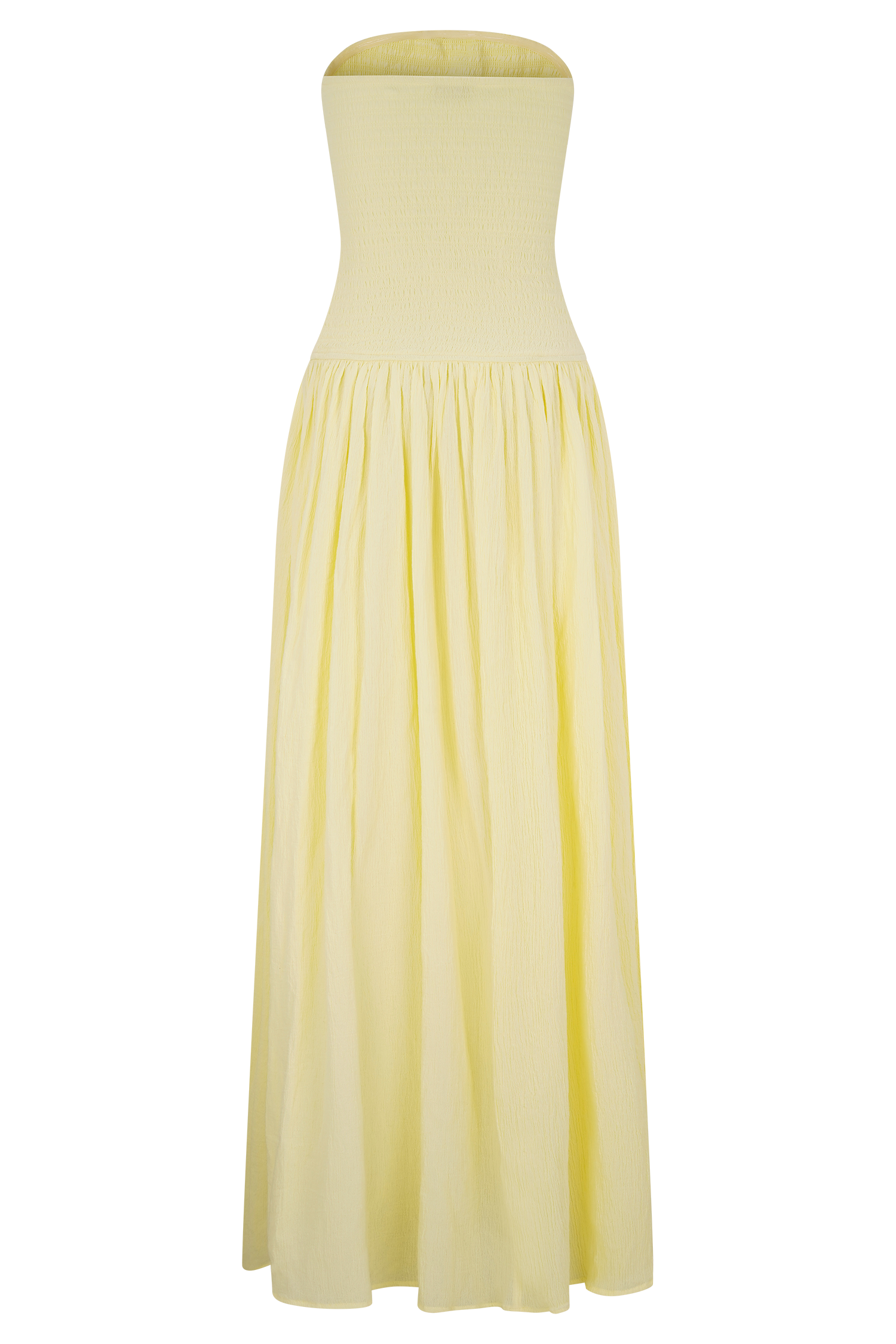 Maureen Cotton Shirring Maxi Dress - Lemon | MESHKI US Maureen Cotton Shirring Maxi Dress - Lemon | MESHKI US