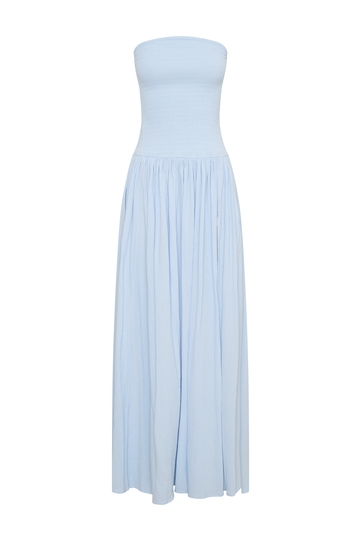 Maureen Cotton Shirring Maxi Dress - Powder Blue | MESHKI US Maureen Cotton Shirring Maxi Dress - Powder Blue | MESHKI US