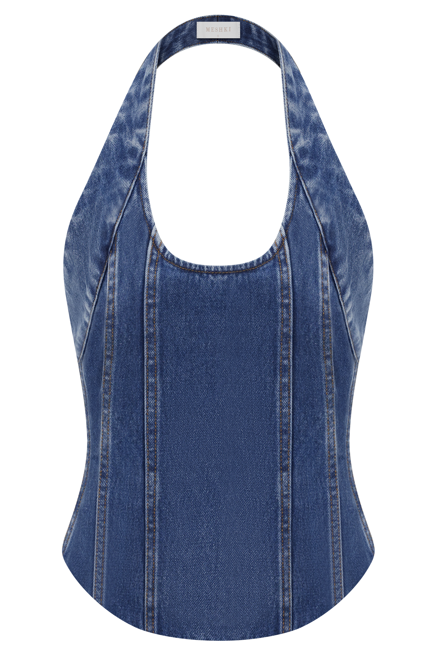 Meadow Denim Corset Halter Top - Dark Blue #9