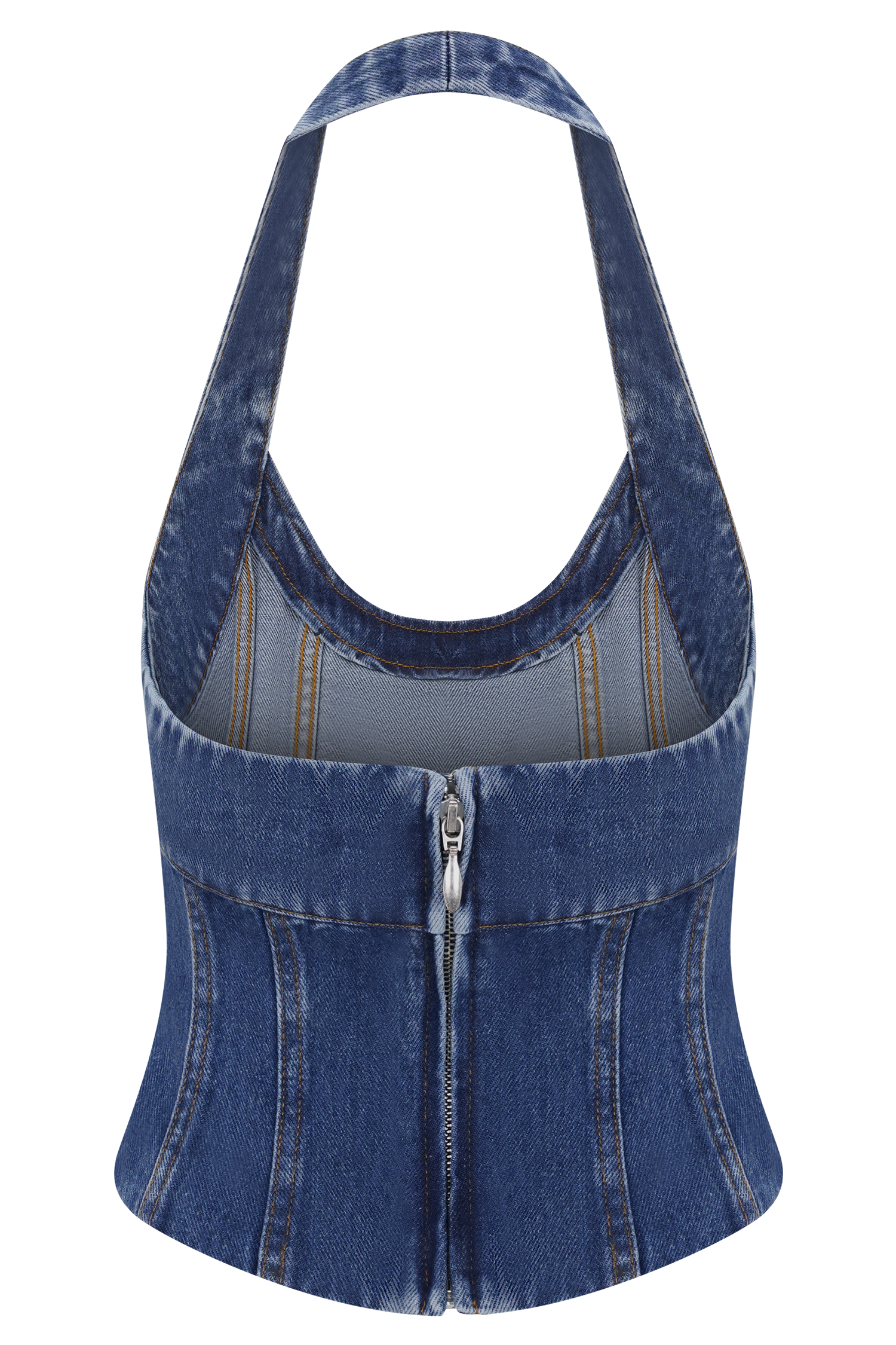 Meadow Denim Corset Halter Top - Dark Blue #8