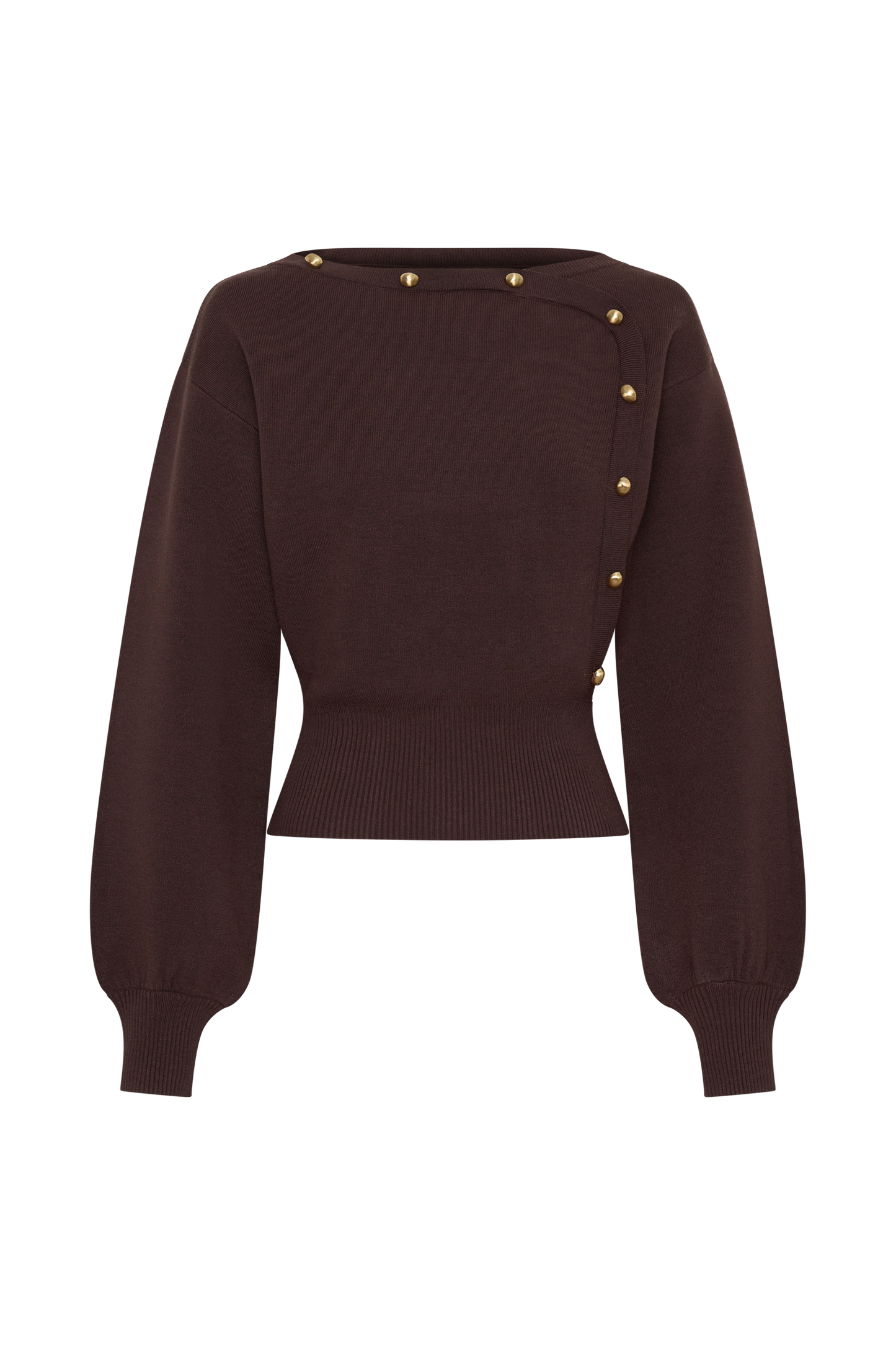 Mertyle Aysmetrical Knit Jumper - Deep Chocolate