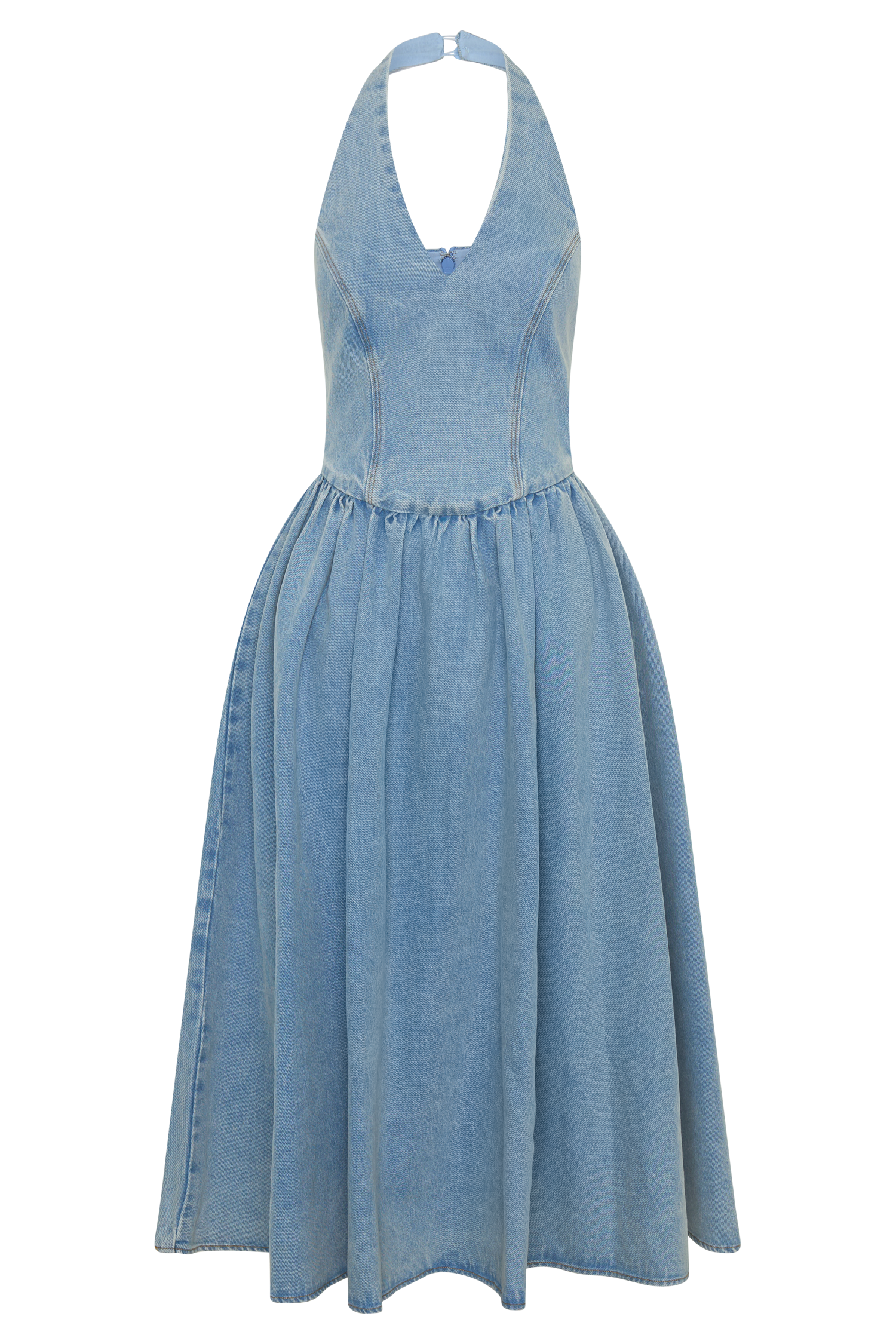 Miller Denim Halter Midi Dress / Classic Blue | MESHKI