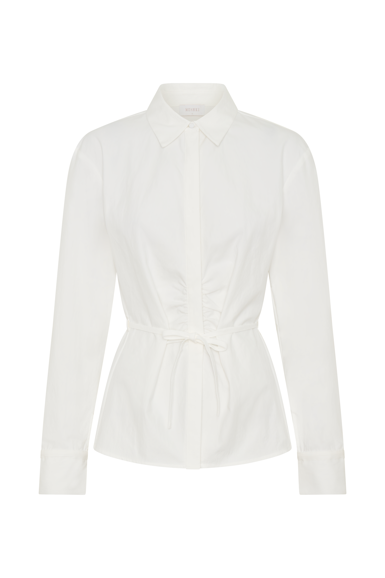 Millie Tie Back Cotton Shirt - White #10