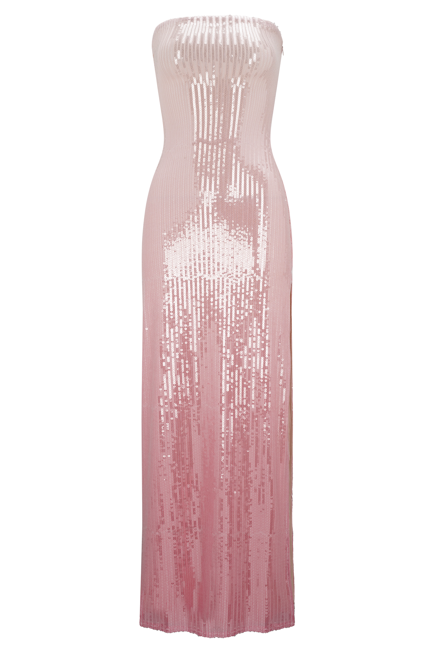 Miranda Strapless Sequin Maxi Dress / Ombre Pink | MESHKI