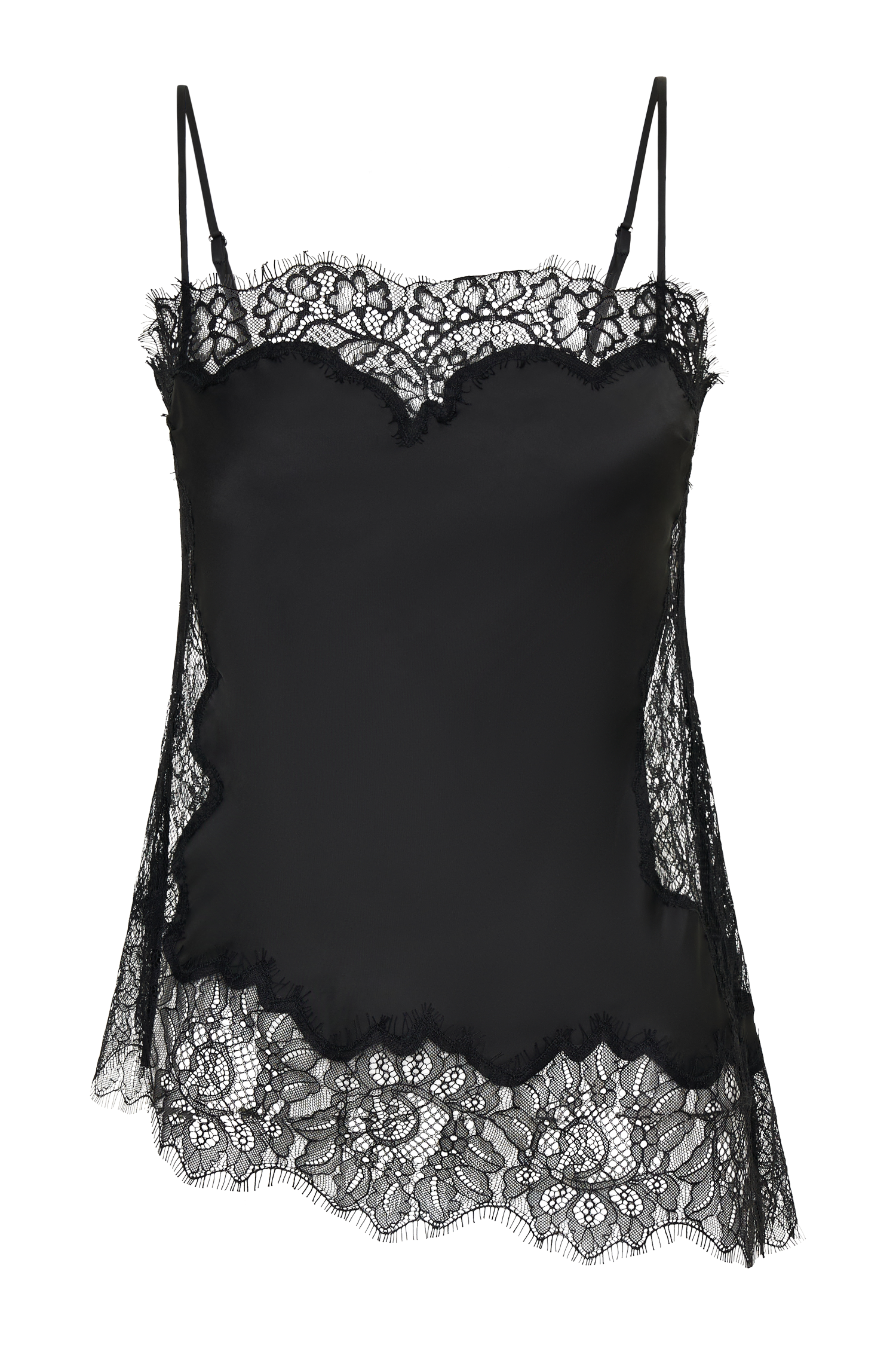 Miriam Satin & Lace Camisole - Black | MESHKI US