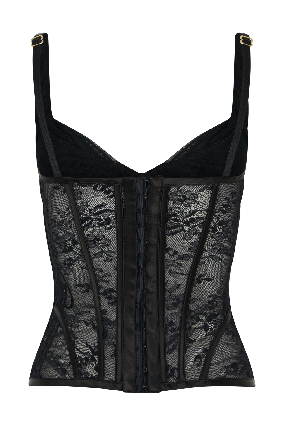 Nadia Tulle Boned Corset - Black #7