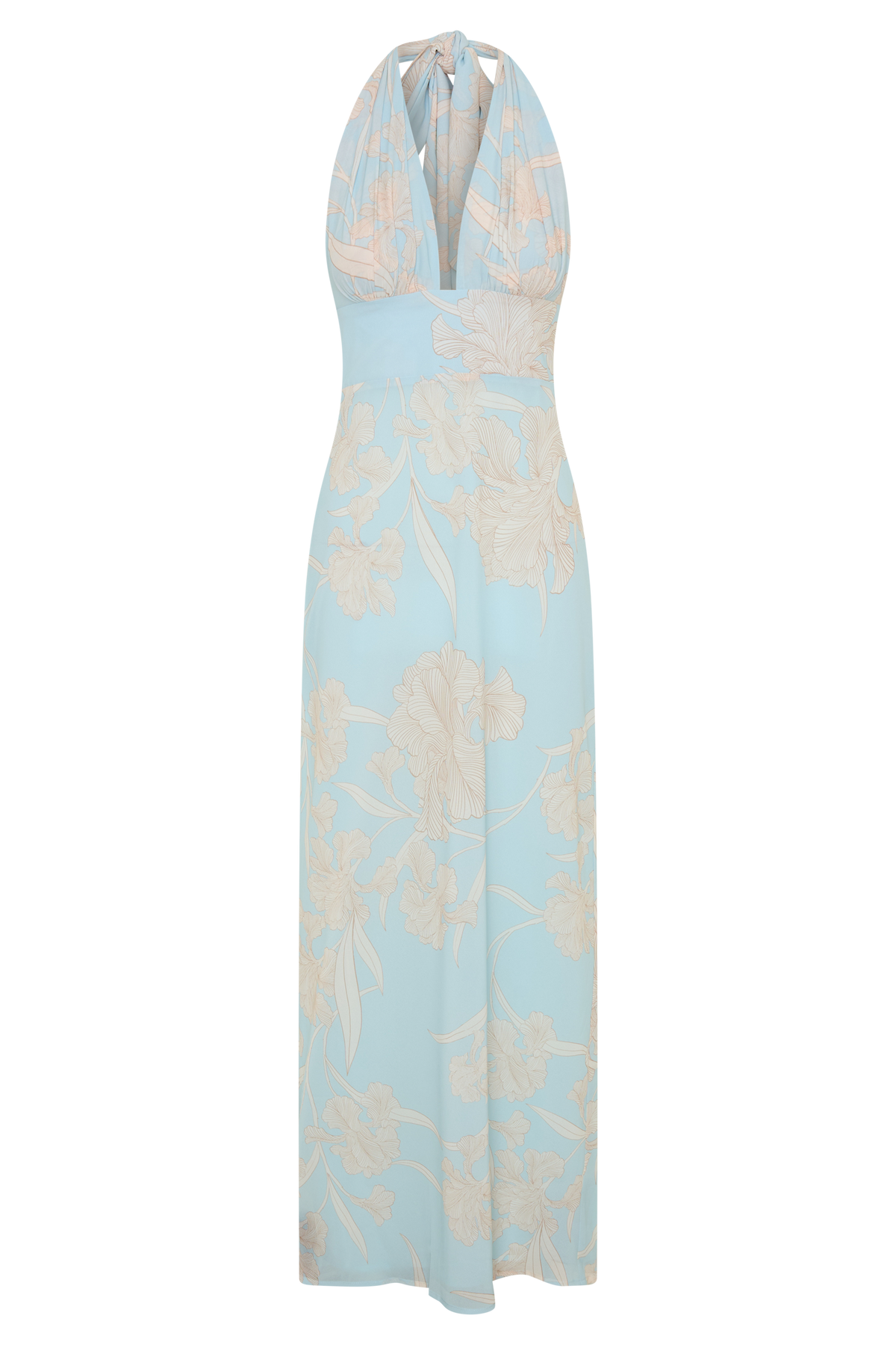 scarf print halter maxi dress Nadine Chiffon - Blue Floral plunge neck formal dress