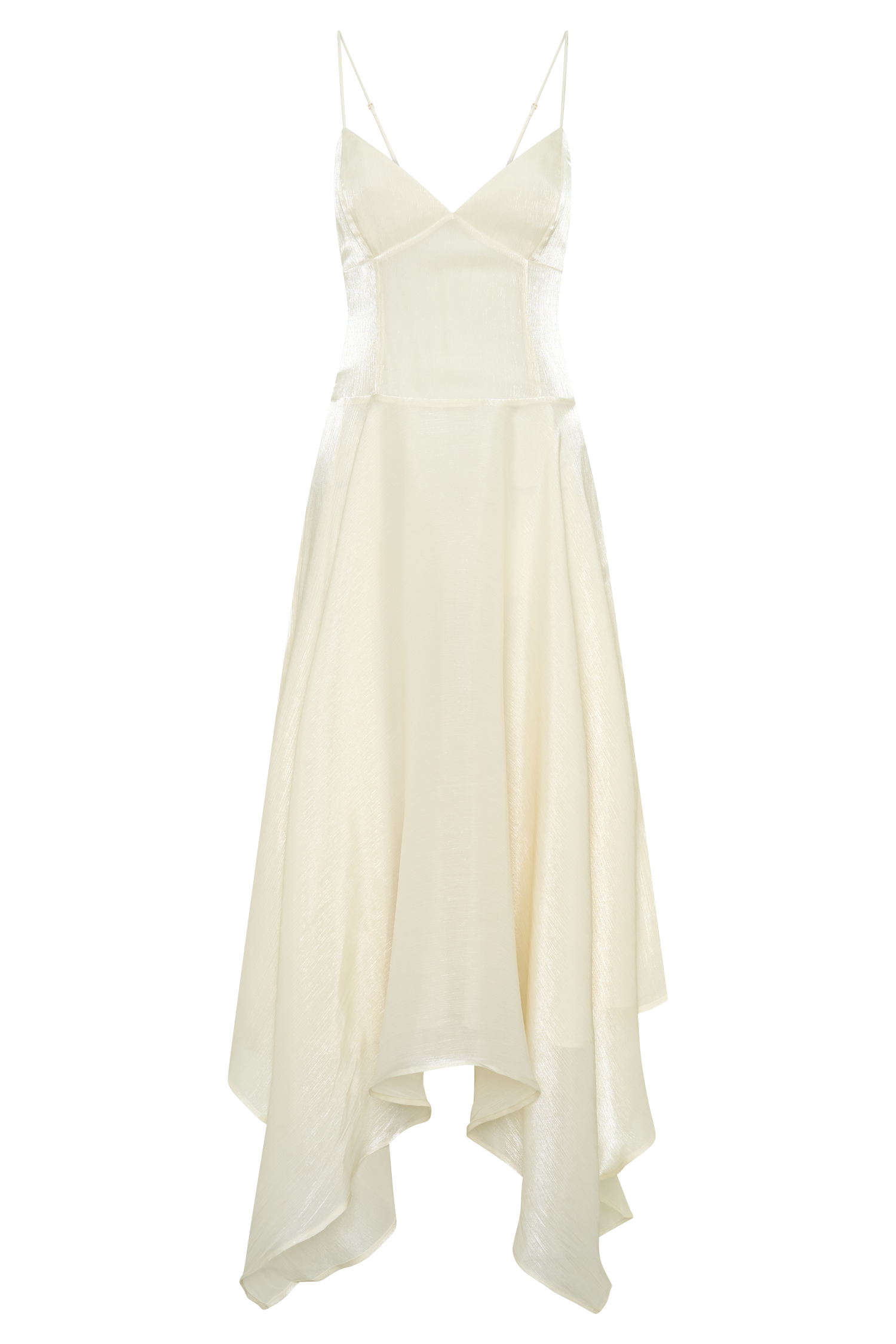 Naomi Satin Asymmetric Hem Maxi Dress / Ivory | MESHKI