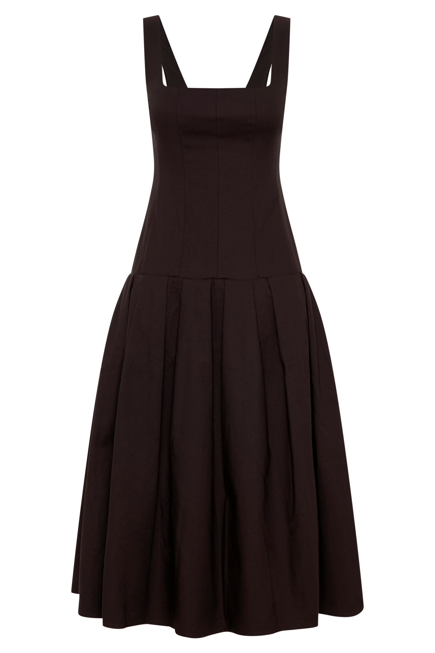 Natascha Drop Waist Cotton Midi Dress - Chocolate