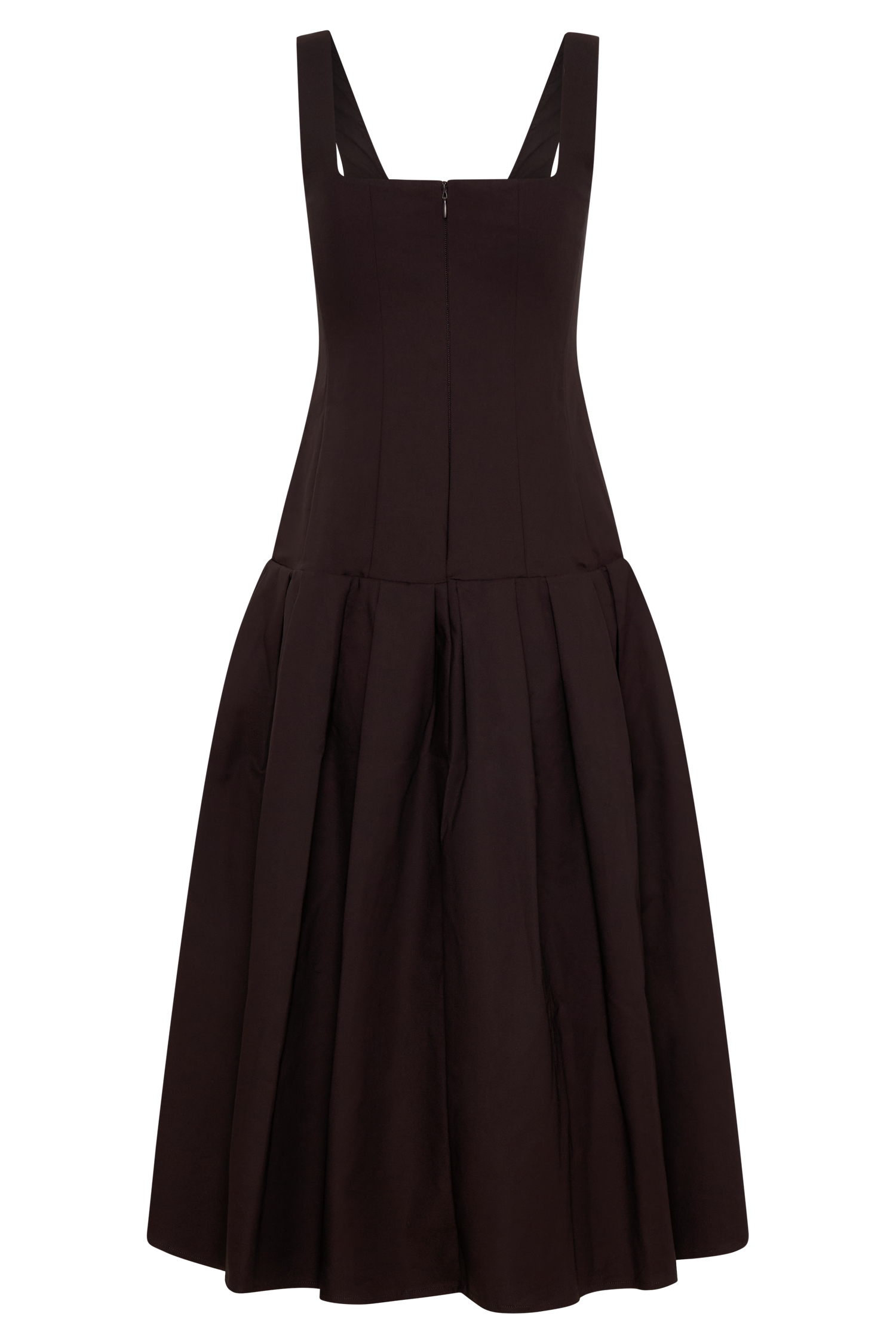 Natascha Drop Waist Cotton Midi Dress - Chocolate | MESHKI US Natascha Drop Waist Cotton Midi Dress - Chocolate | MESHKI US