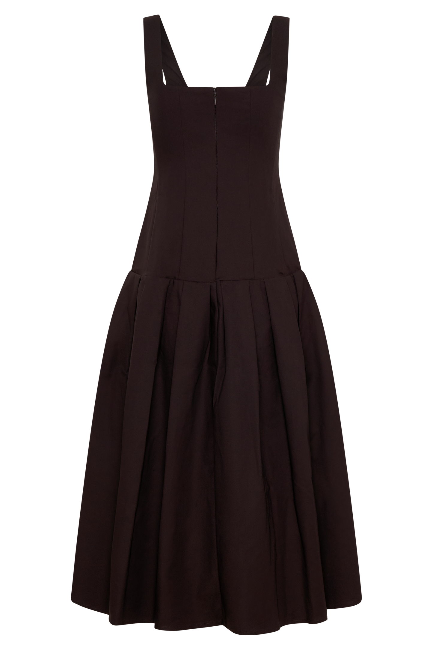 Natascha Drop Waist Cotton Midi Dress - Chocolate