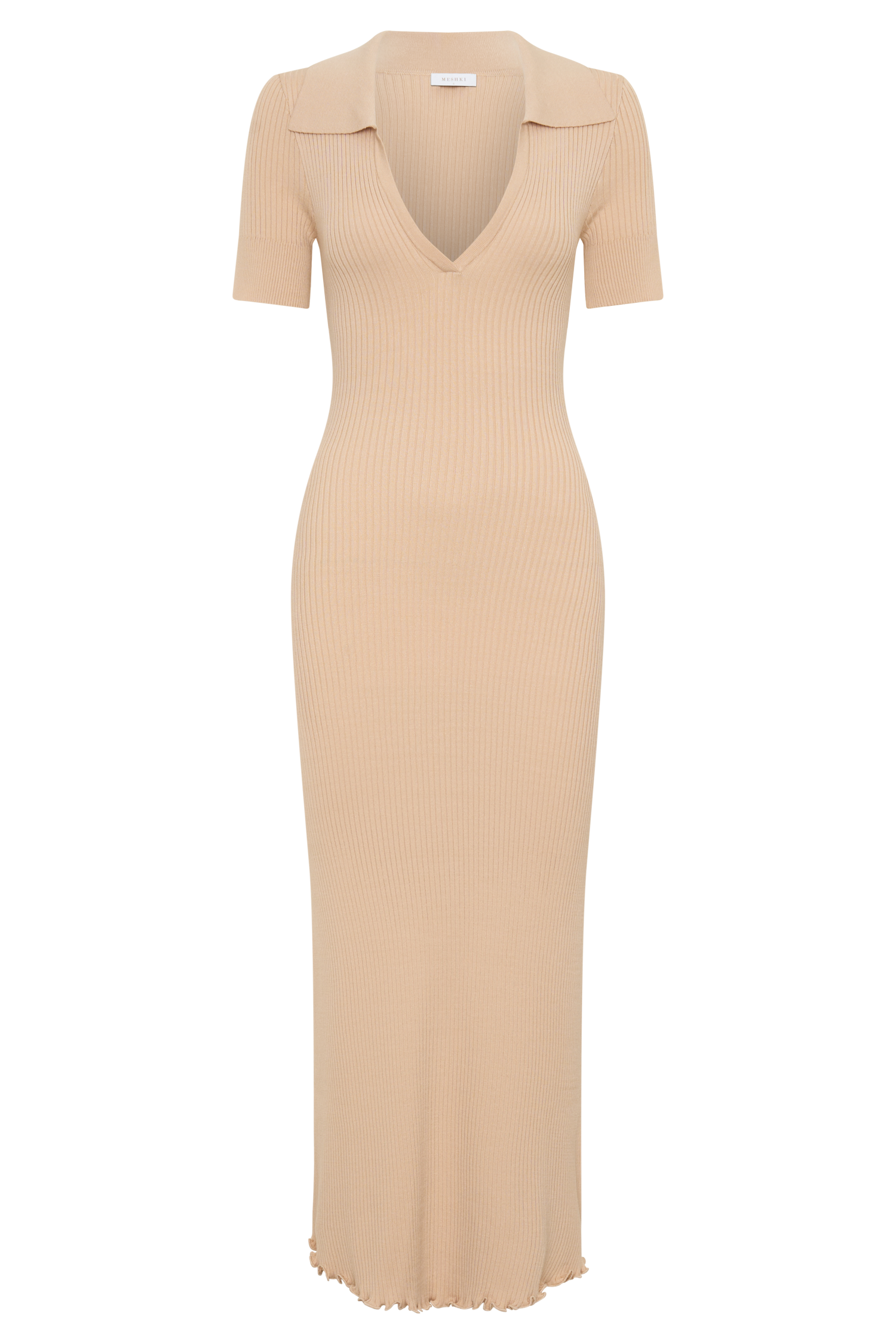 knit midi dress beige Beige Polo Neck Knit Midi Dress | Elegant Casual Sweater Dress