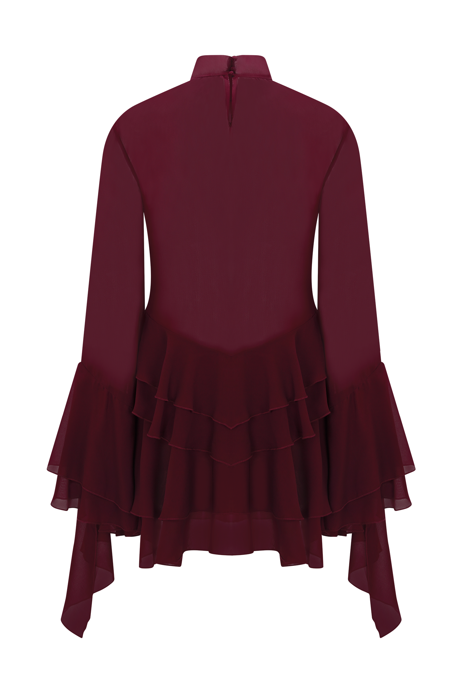 Nimah Chiffon Ruffle Mini Dress - Wine #10