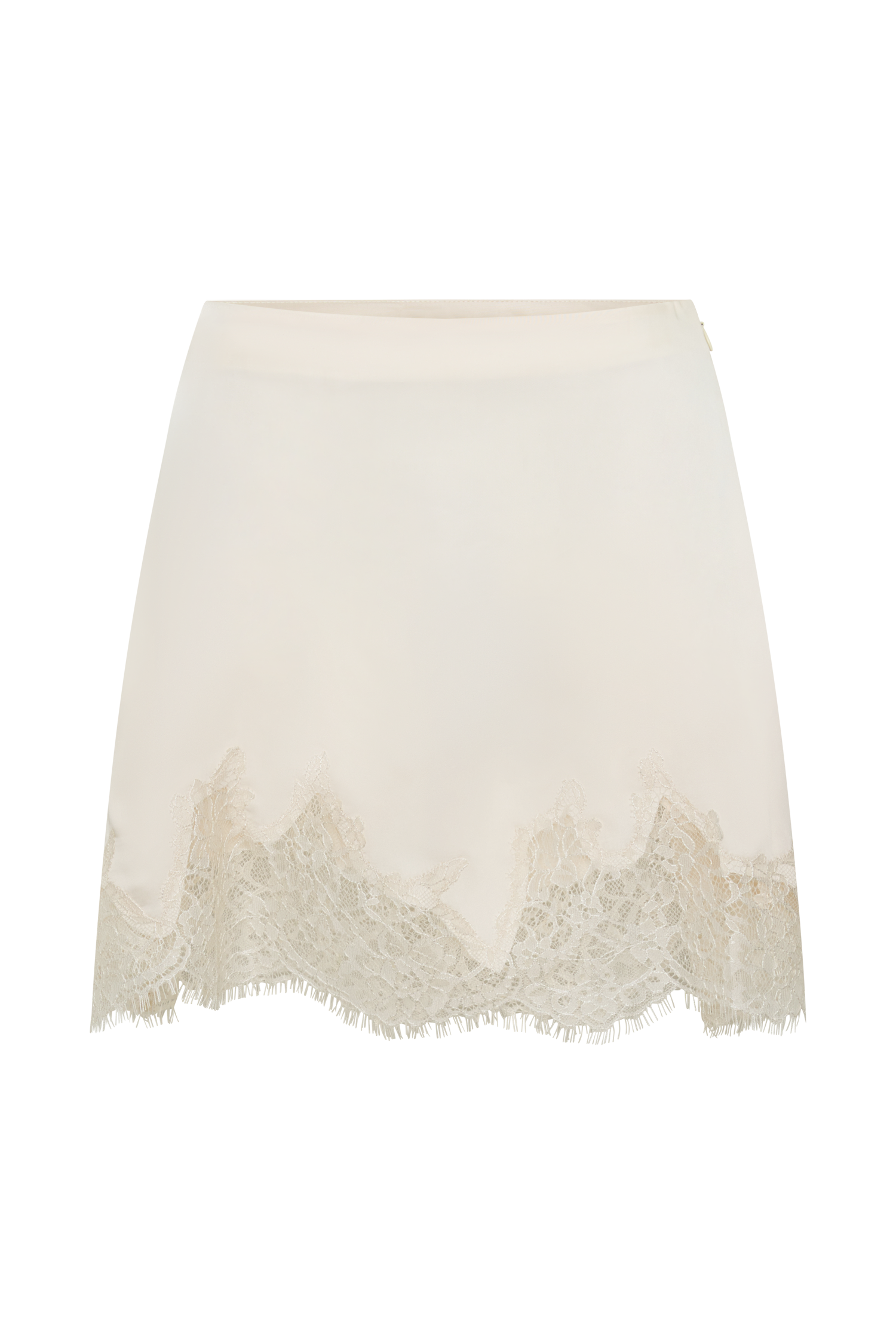 Nina Lace And Satin Mini Skirt - Ivory | MESHKI US Nina Lace And Satin Mini Skirt - Ivory | MESHKI US