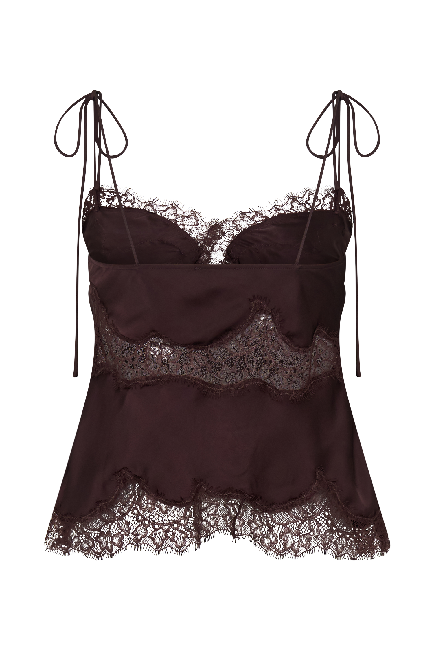 Nina Satin And Lace Camisole - Chocolate | MESHKI US
