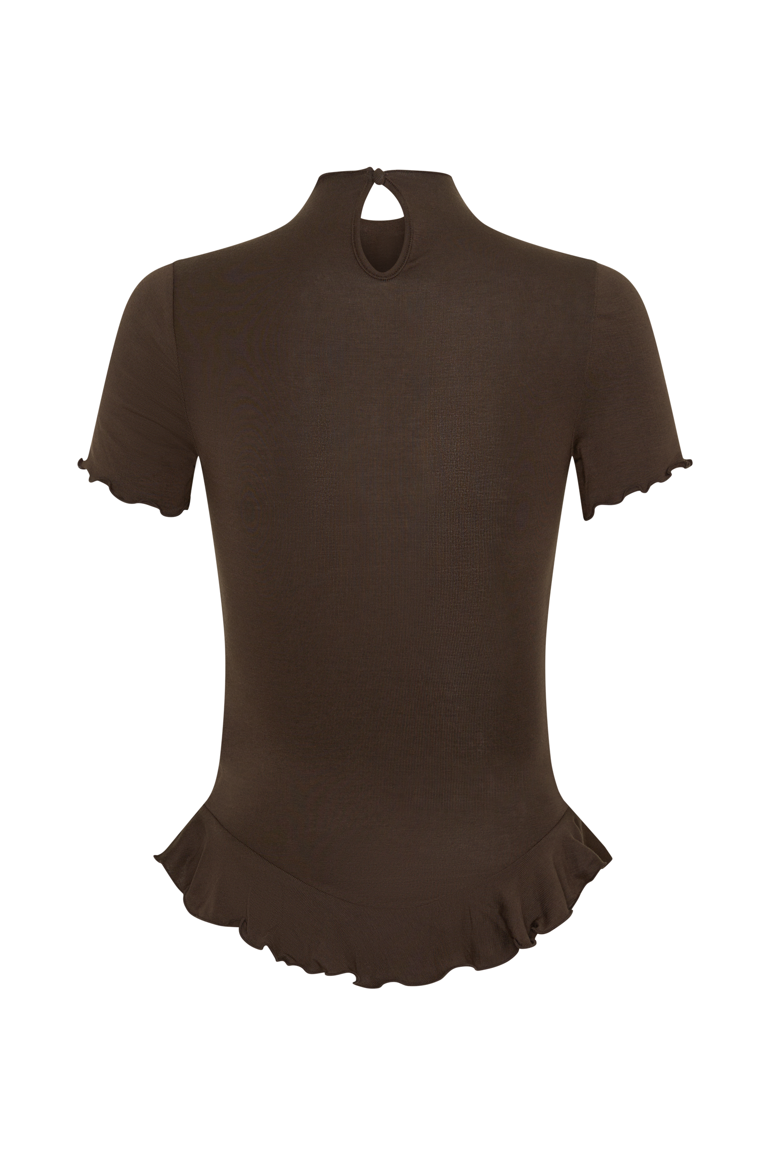 Nira Short Sleeve Ruffle Top - Dark Chocolate | MESHKI US
