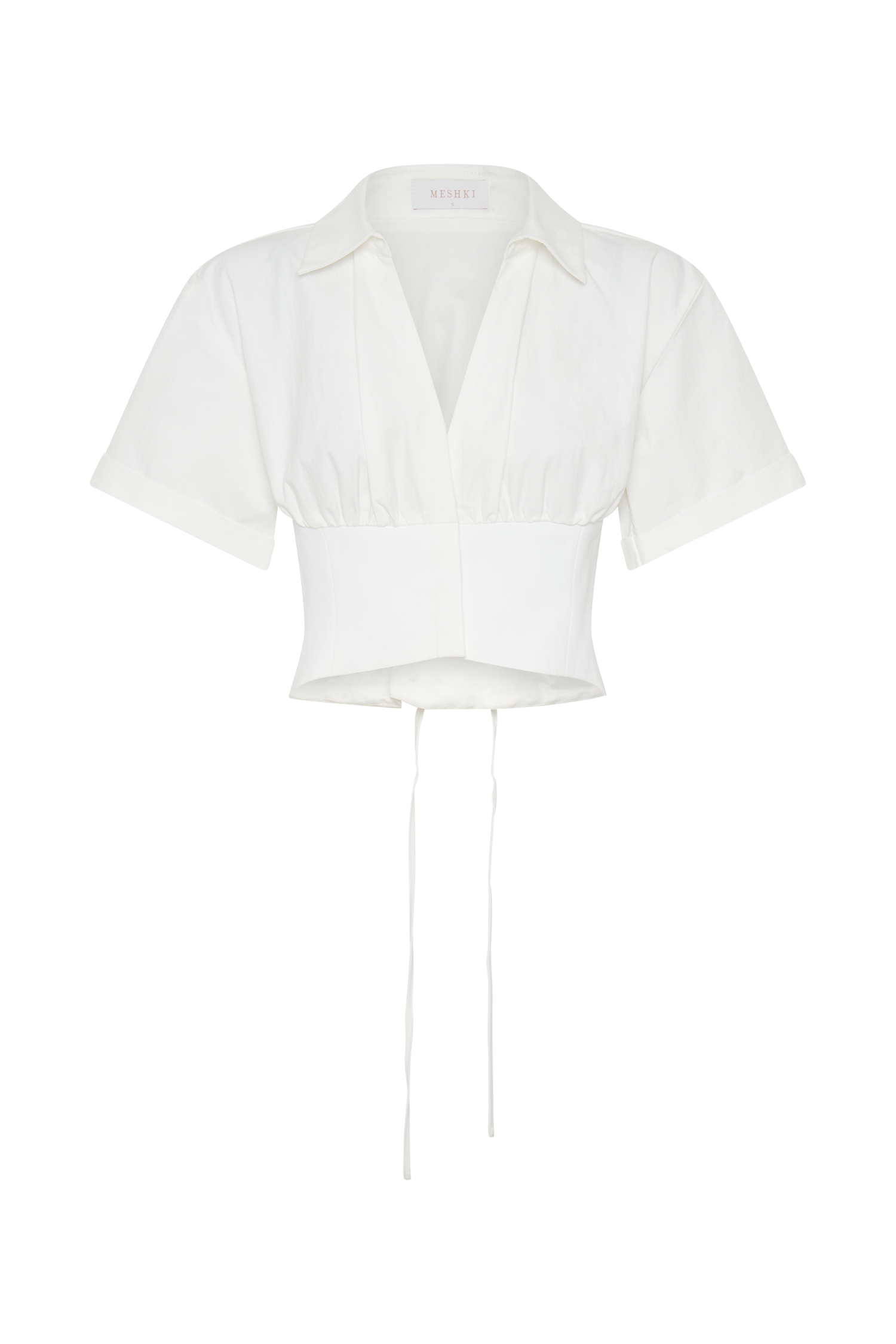 Noelia Tie Back Short Sleeve Shirt - White #12