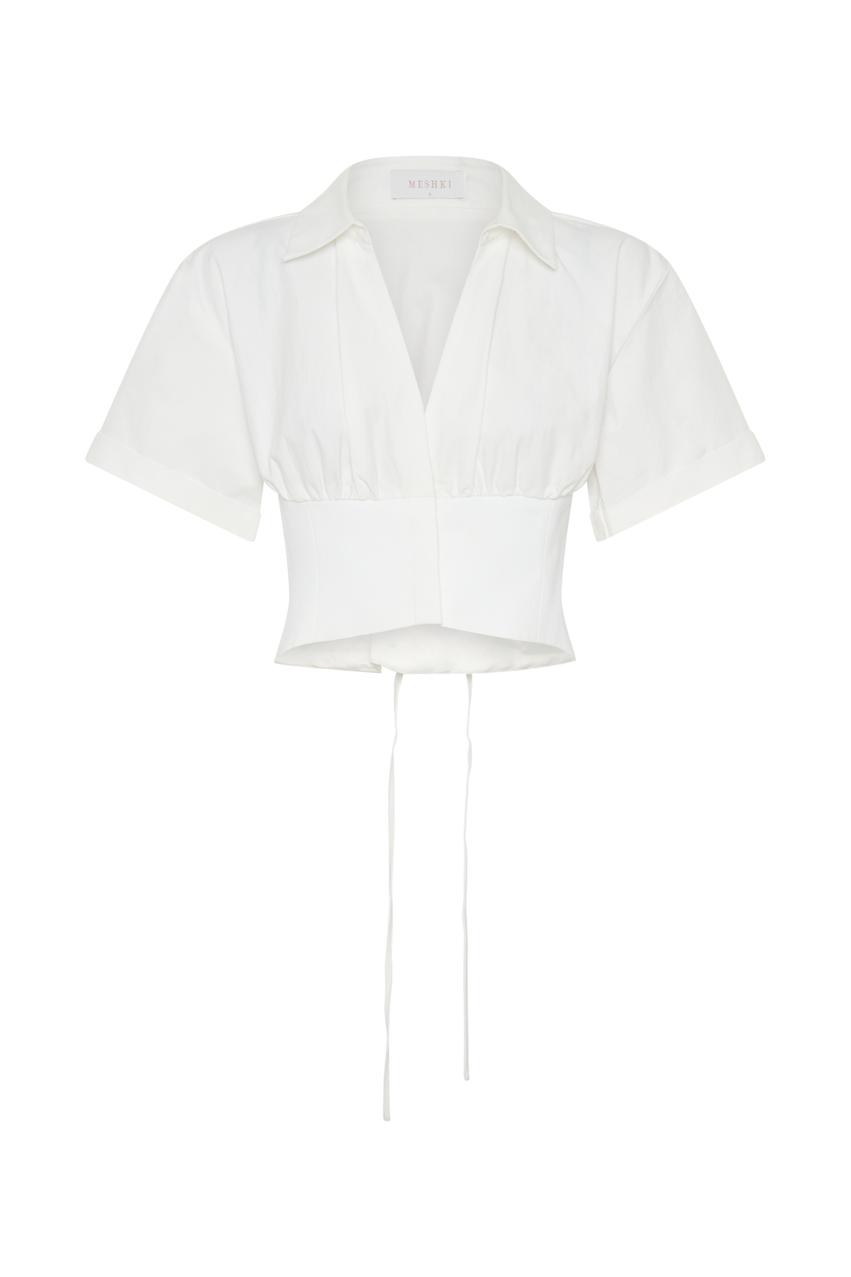 Noelia Tie Back Short Sleeve Shirt - White
