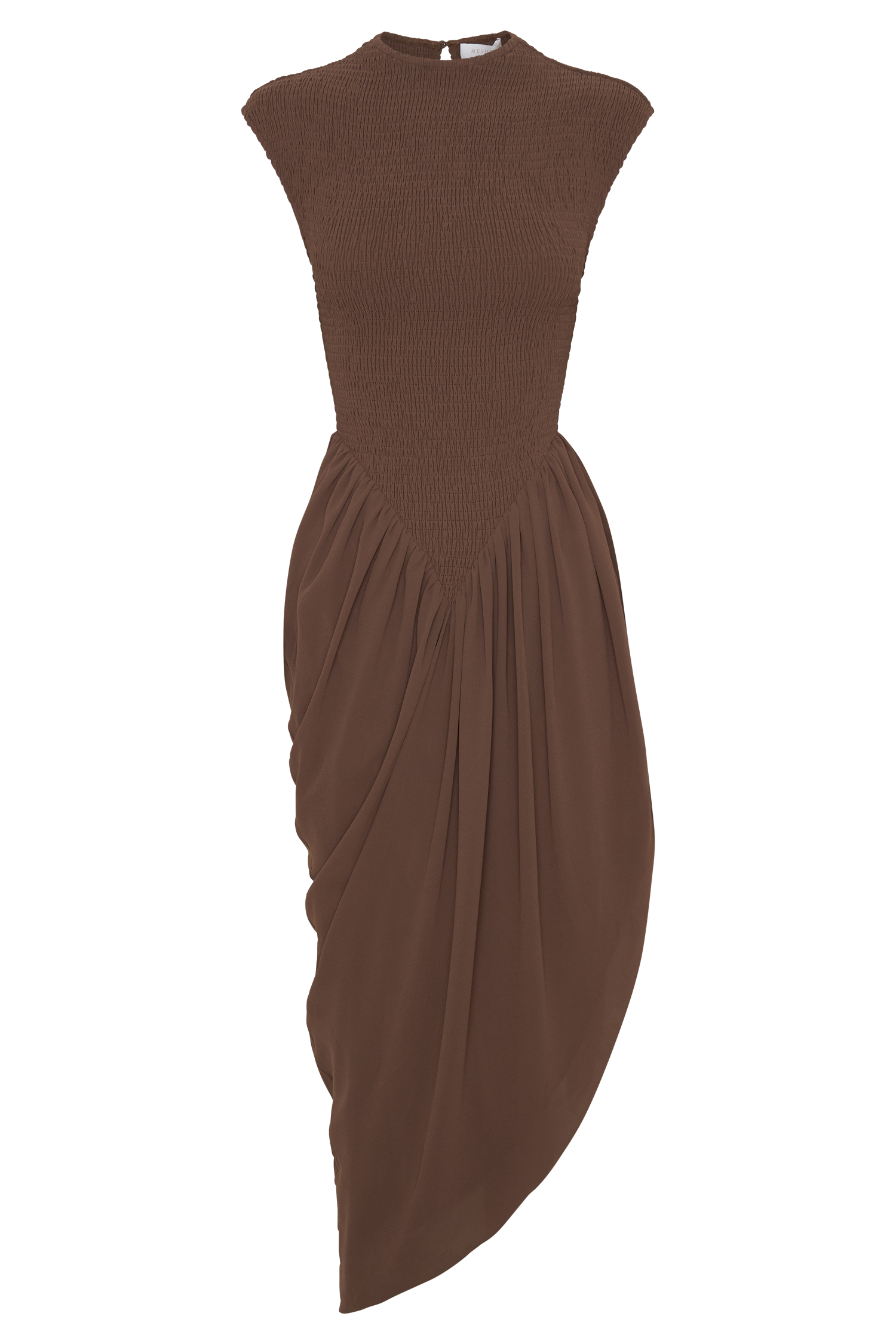 Nola Shirred Asymmetric Midi Dress - Mocha #9