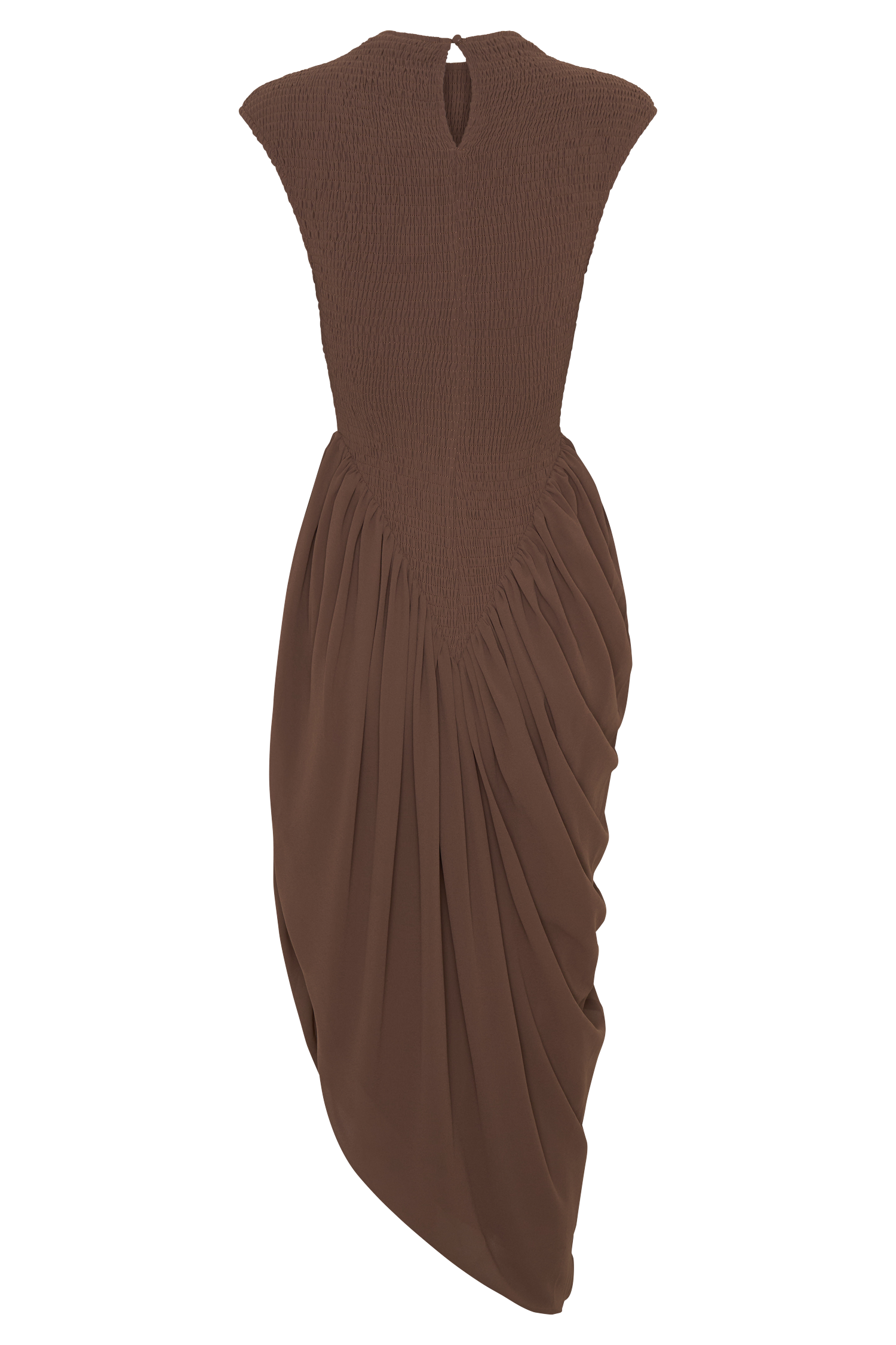 Nola Shirred Asymmetric Midi Dress - Mocha #8