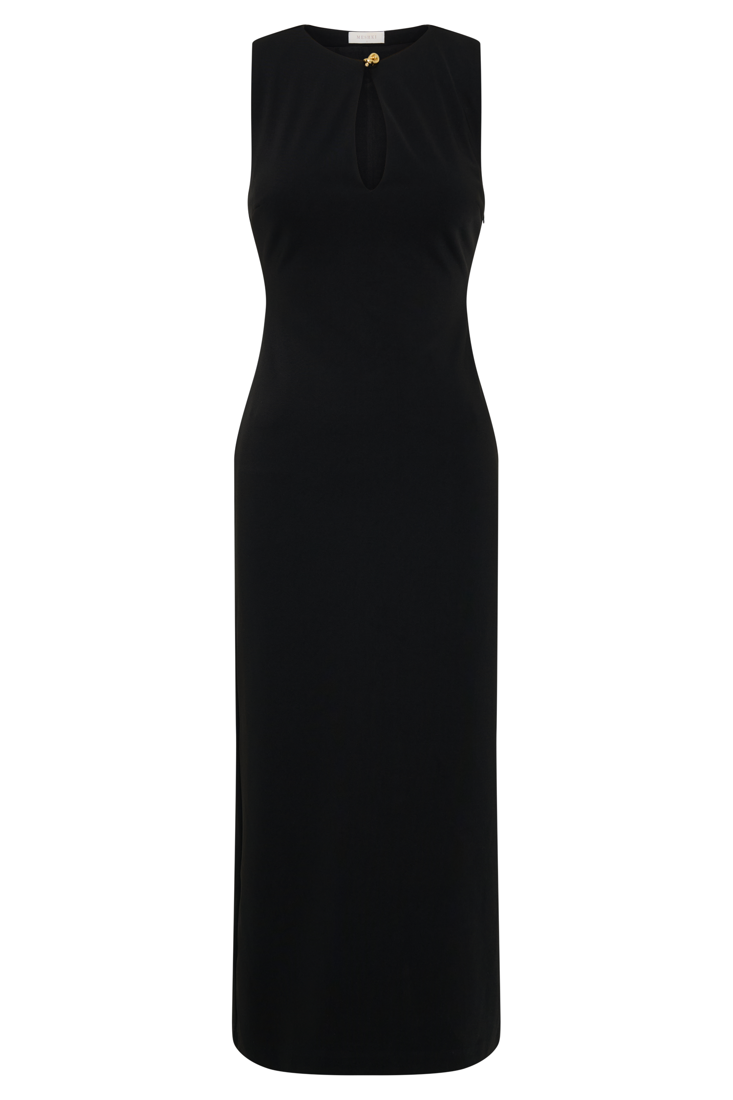Norah Sleeveless Crepe Midi Dress - Black | MESHKI US Norah Sleeveless Crepe Midi Dress - Black | MESHKI US