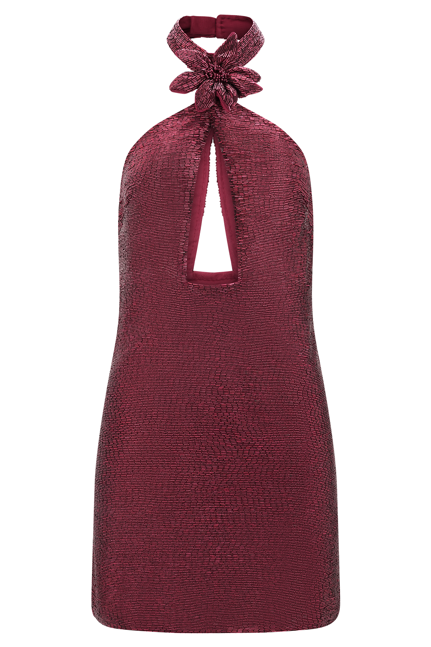 Nylah Beaded Halter Mini Dress / Burgundy | Meshki | XL Nylah Beaded Halter Mini Dress / Burgundy | Meshki | XL
