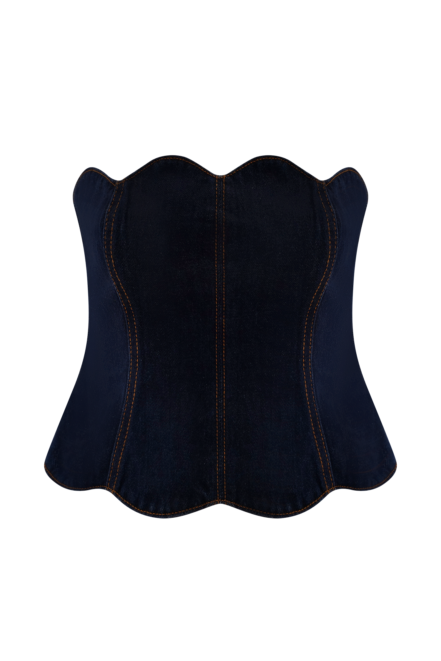 Oakley Strapless Scallop Denim Top - Indigo Blue #5