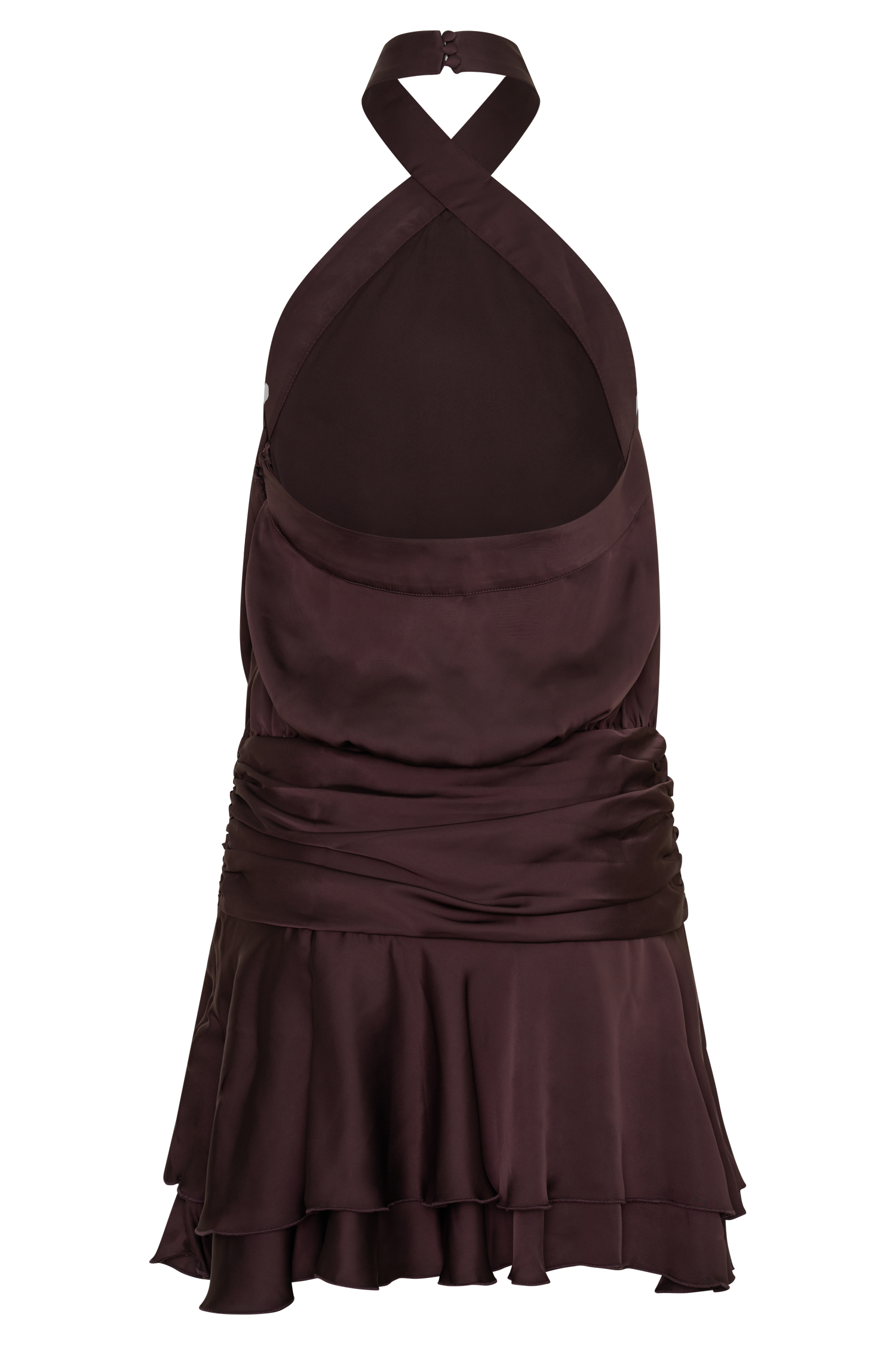 Poppy Satin Halter Mini Dress - Chocolate #8