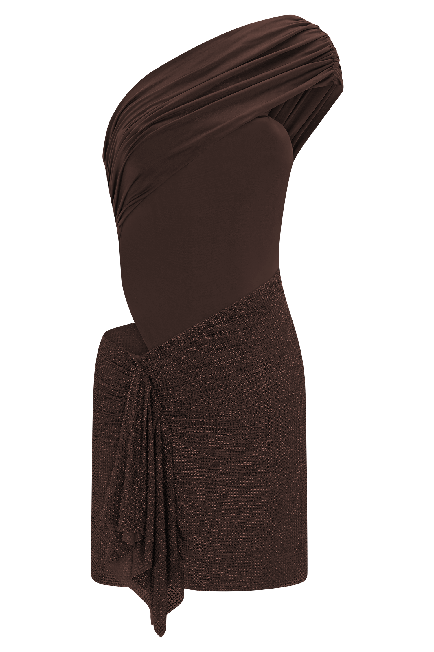 Paisley Slinky And Diamante Mini Dress - Chocolate #12