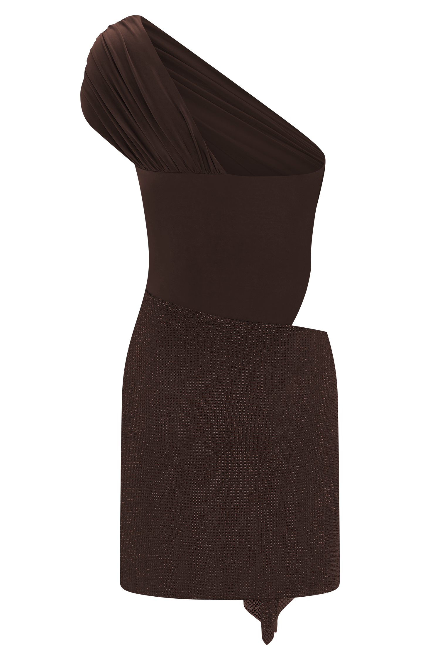 all mixed up one shoulder mini dress chocolate Asymmetric Shoulder Drape Detail Mini Dress In Chocolate Brown | EGO US