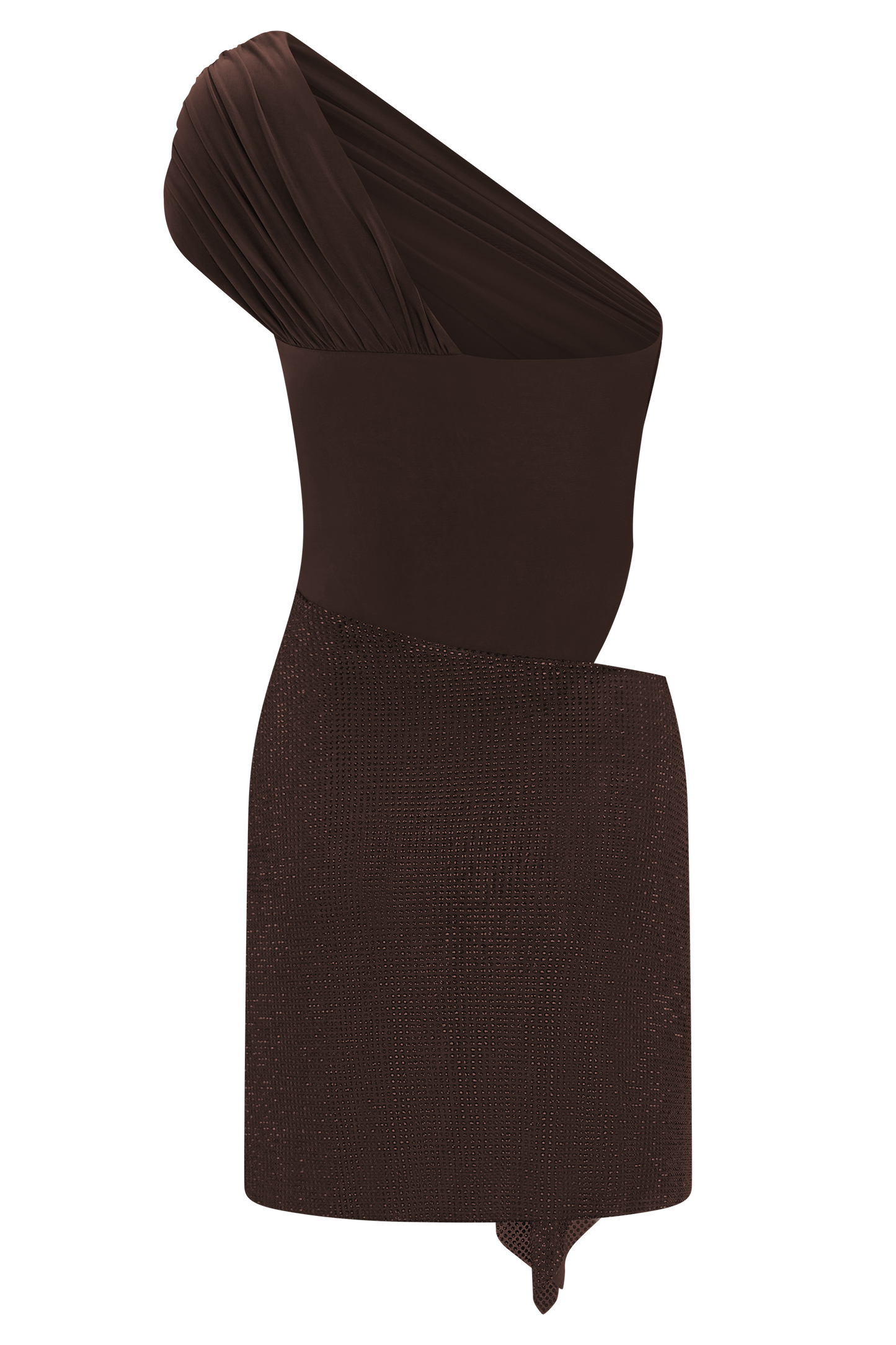 Paisley Slinky And Diamante Mini Dress - Chocolate