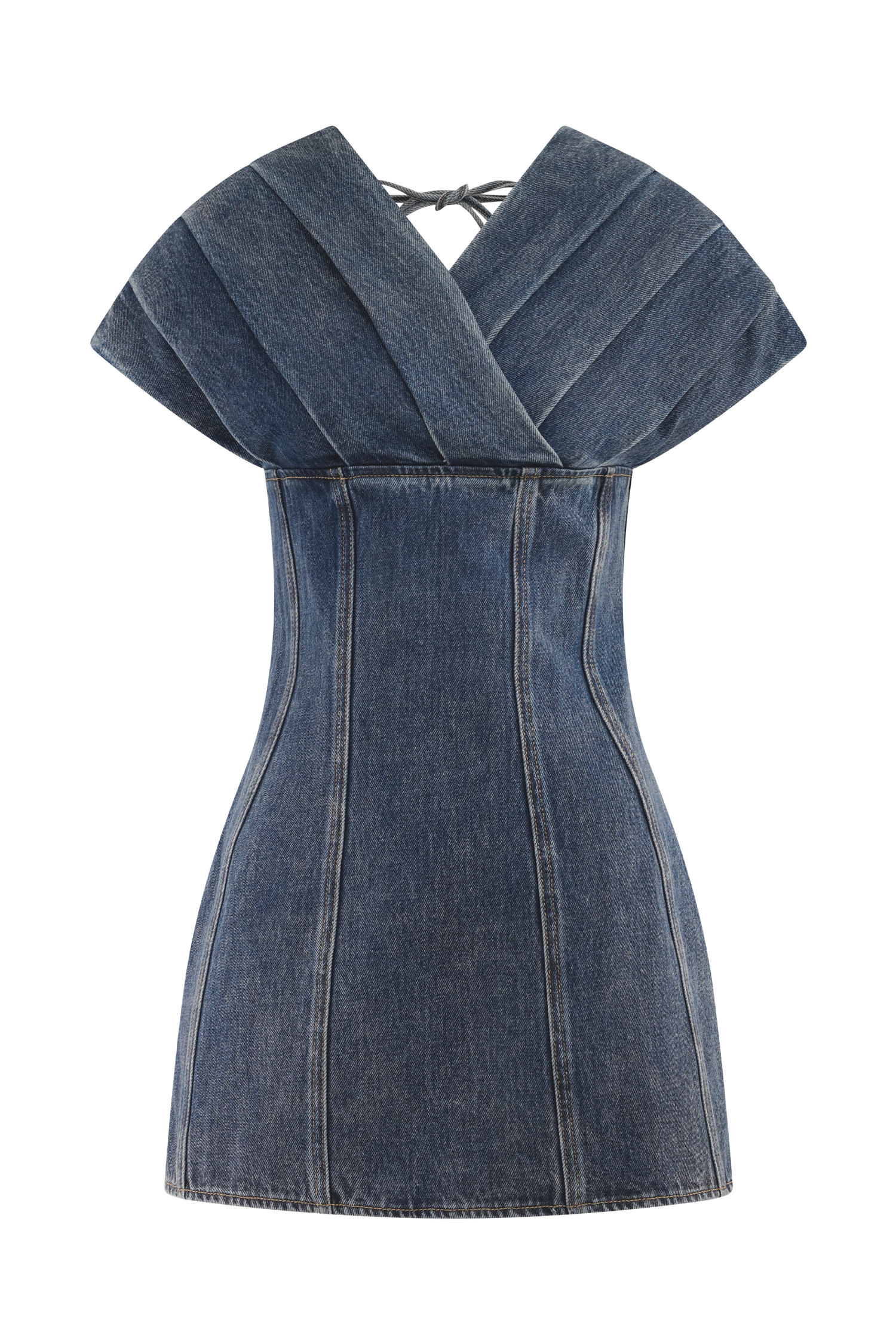 Pascale Off Shoulder Denim Mini Dress - Washed Dark Blue | MESHKI US Pascale Off Shoulder Denim Mini Dress - Washed Dark Blue | MESHKI US