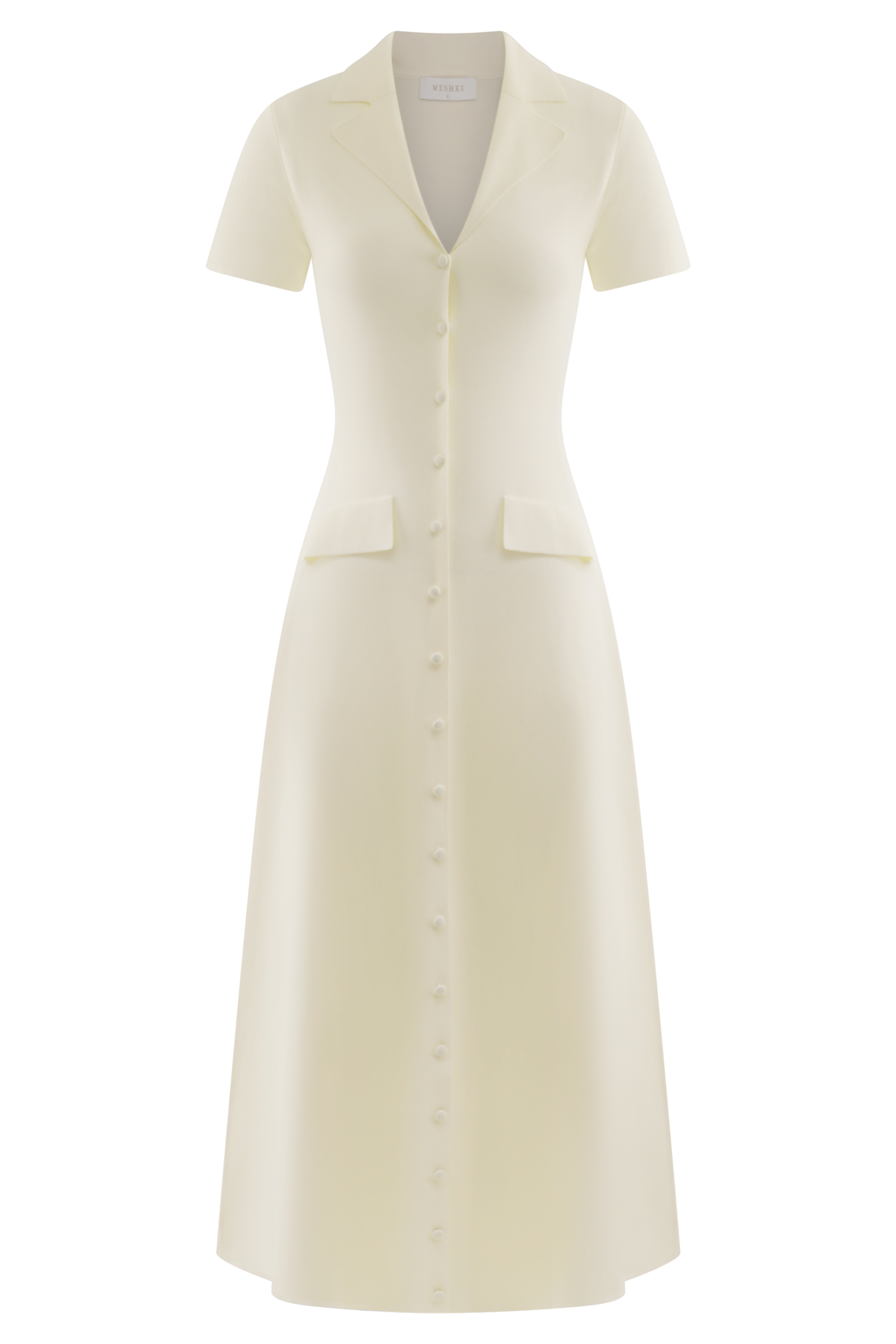 Pearson Short Sleeve Knit Midi Dress - Ivory | MESHKI US Pearson Short Sleeve Knit Midi Dress - Ivory | MESHKI US