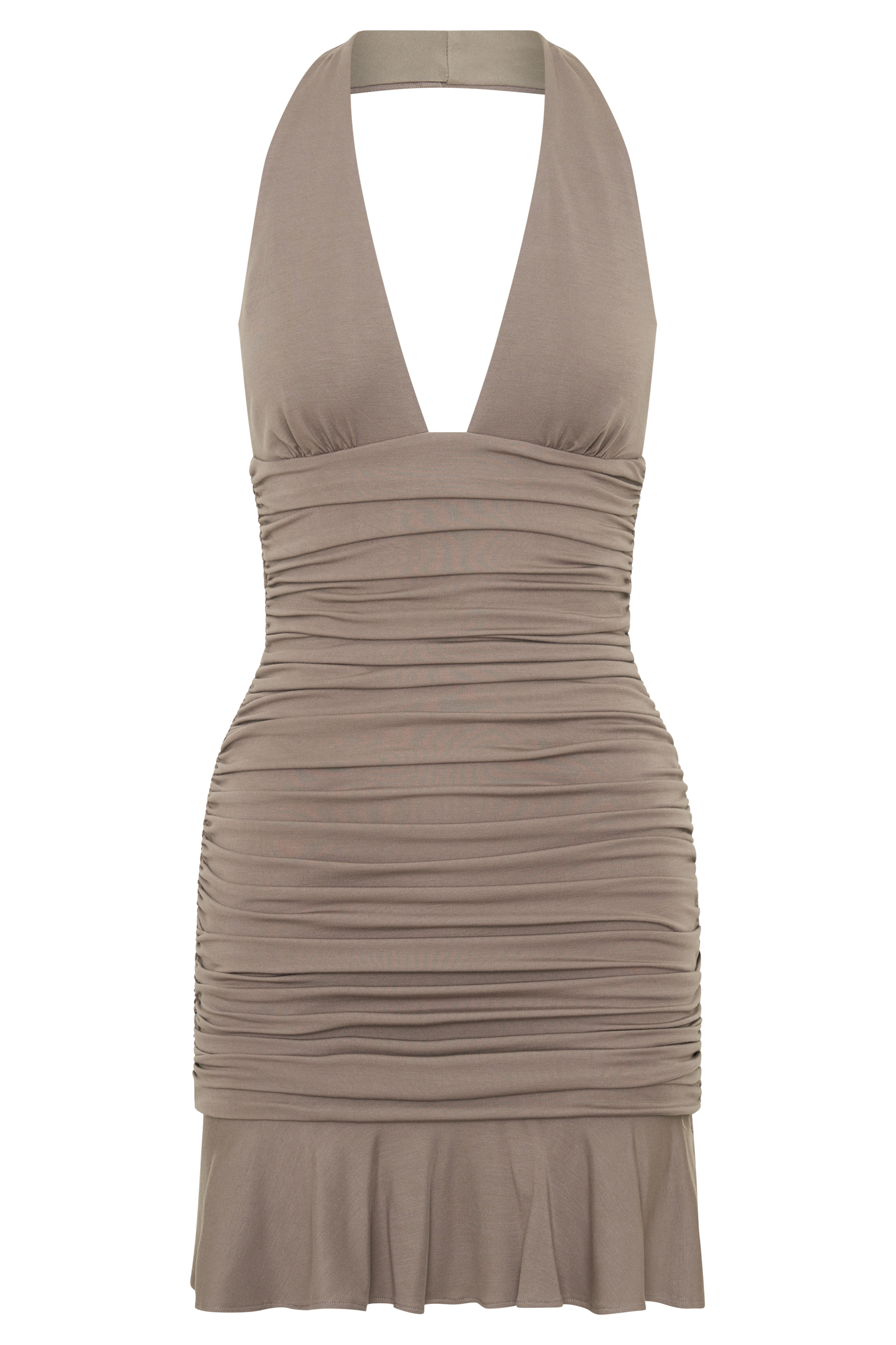 neutral halter dress Peregrine Modal Halter Mini Dress / Neutral | MESHKI