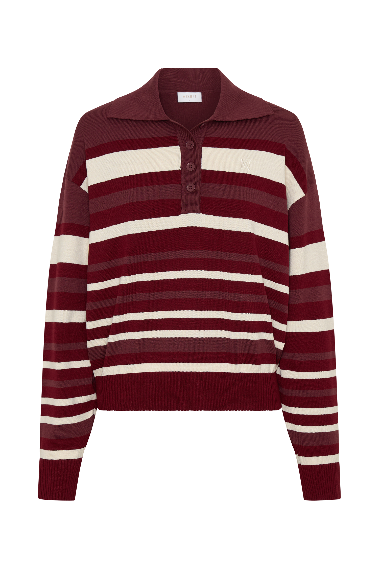 Philly Stripe Long Sleeve Knit Jumper - Burgundy/Cream #12