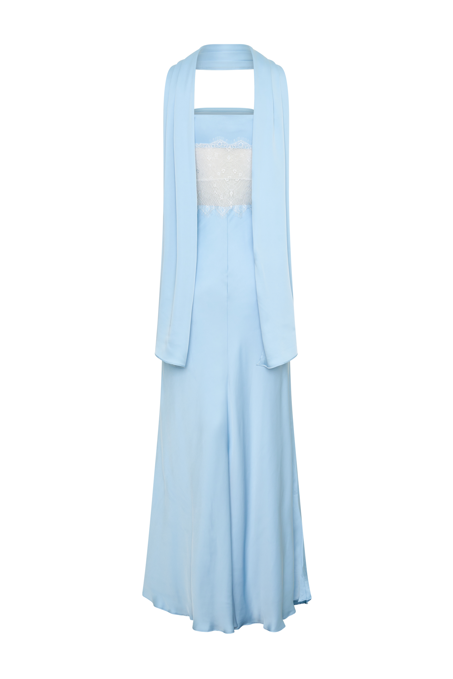 glorie strapless maxi dress light blue fitted lace wedding dress Glorie Strapless Maxi Dress Light Blue