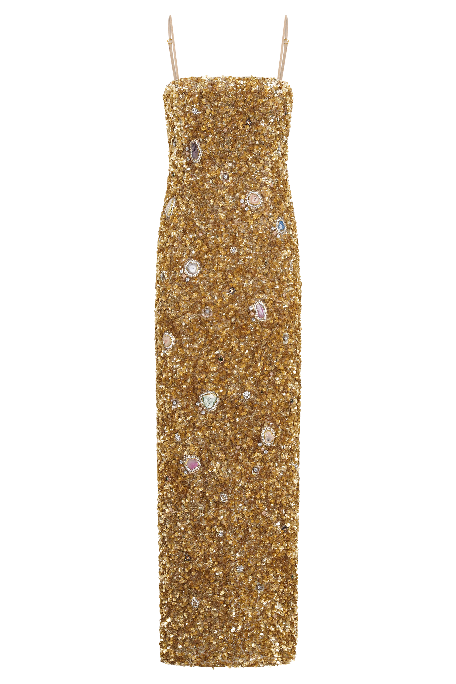 Porter Hand Beaded Midi Dress / Gold | MESHKI